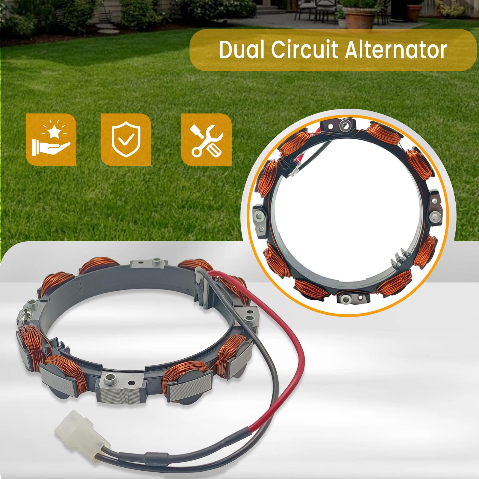 Chikia 592831 - Bobina de estator de alternador de repuesto para BS 696459 394890 393374 691185 797375 797182 691063 393800 Toro LX426 LX466 Cubcadet CC760 933 3E 9333 R Tractor cortacésped con
