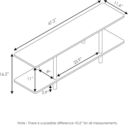 Miniatura 3 de Furinno Turn-N-Tube - Estantería ancha multiusos de 2 niveles, color espressonegro