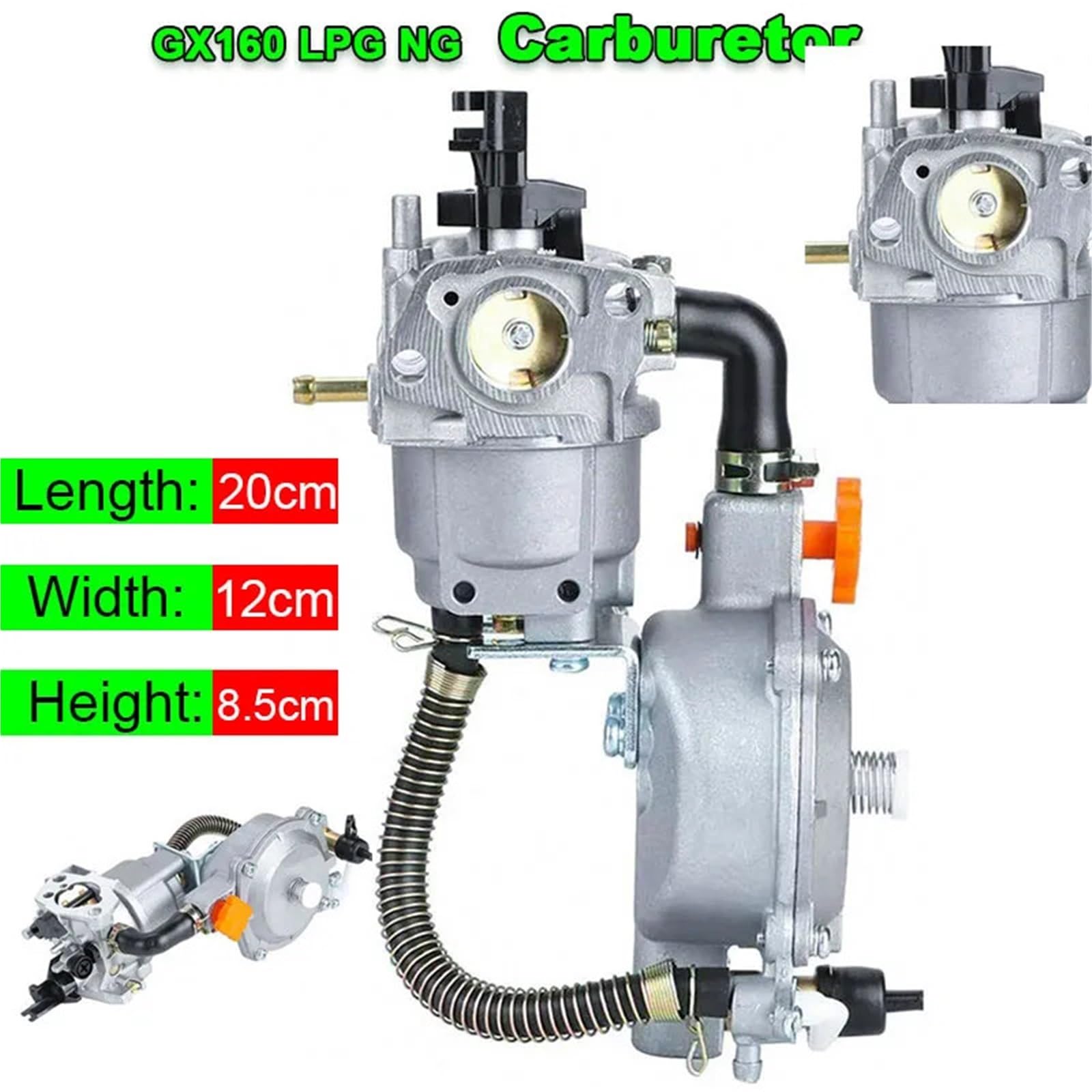 Carburador de Motocicleta Kit de conversión carburador Combustible Dual para Motor GLP/NG, Compatible con motosierras GX160, GX200, 168F, 170F, 3KW y 5KW, cortadoras césped Filtro de Gasolina