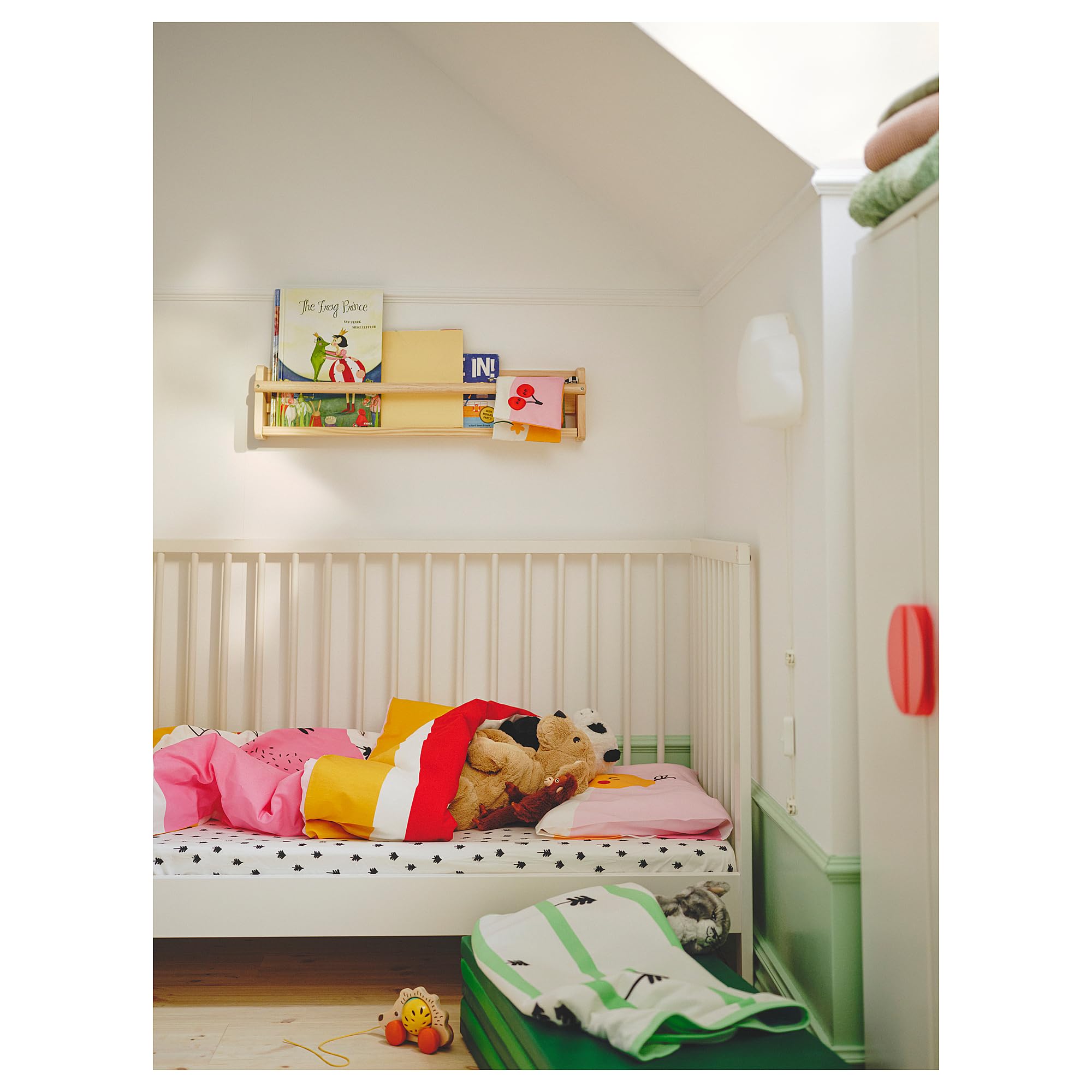 ProTuning GRÖNFINK Housse de couette 1 taie d'oreiller pour lit de bébé, multicolore, rayé, 110 x 125/35 x 55 cm