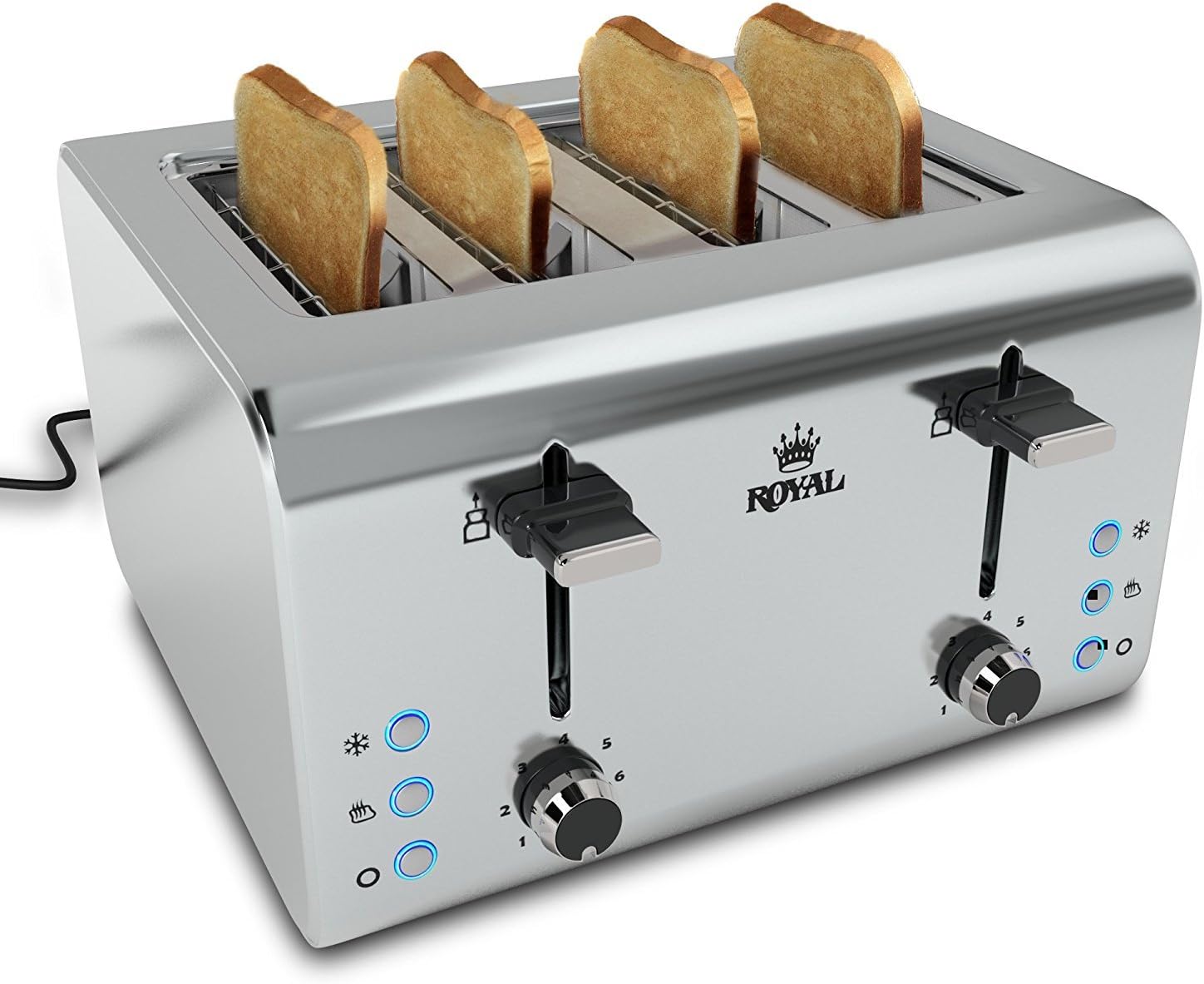 Royal 4-Slice Toaster - Super Powerful (850 Watts) Premium Stainless Steel