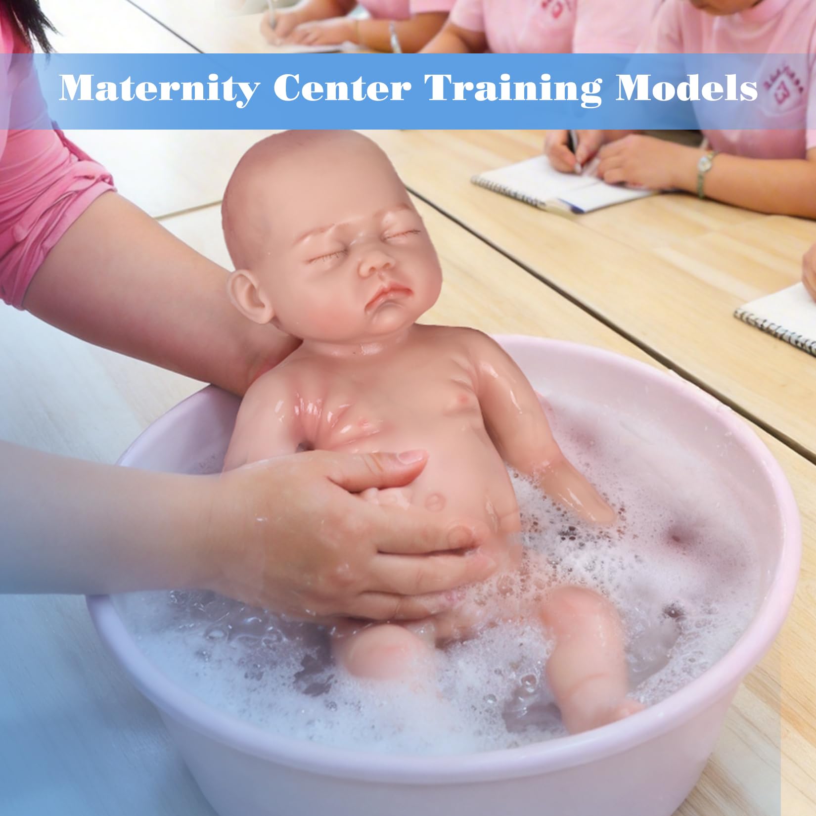 Realistyczna Lalka Anatomiczna z Silikonu 43 cm 2,7 kg Noworodek Kobieta z Zamkniętymi Oczami Hiperrealistyczny Model Medyczny do Szkoleń Położniczych i Terapii Emocjonalnej