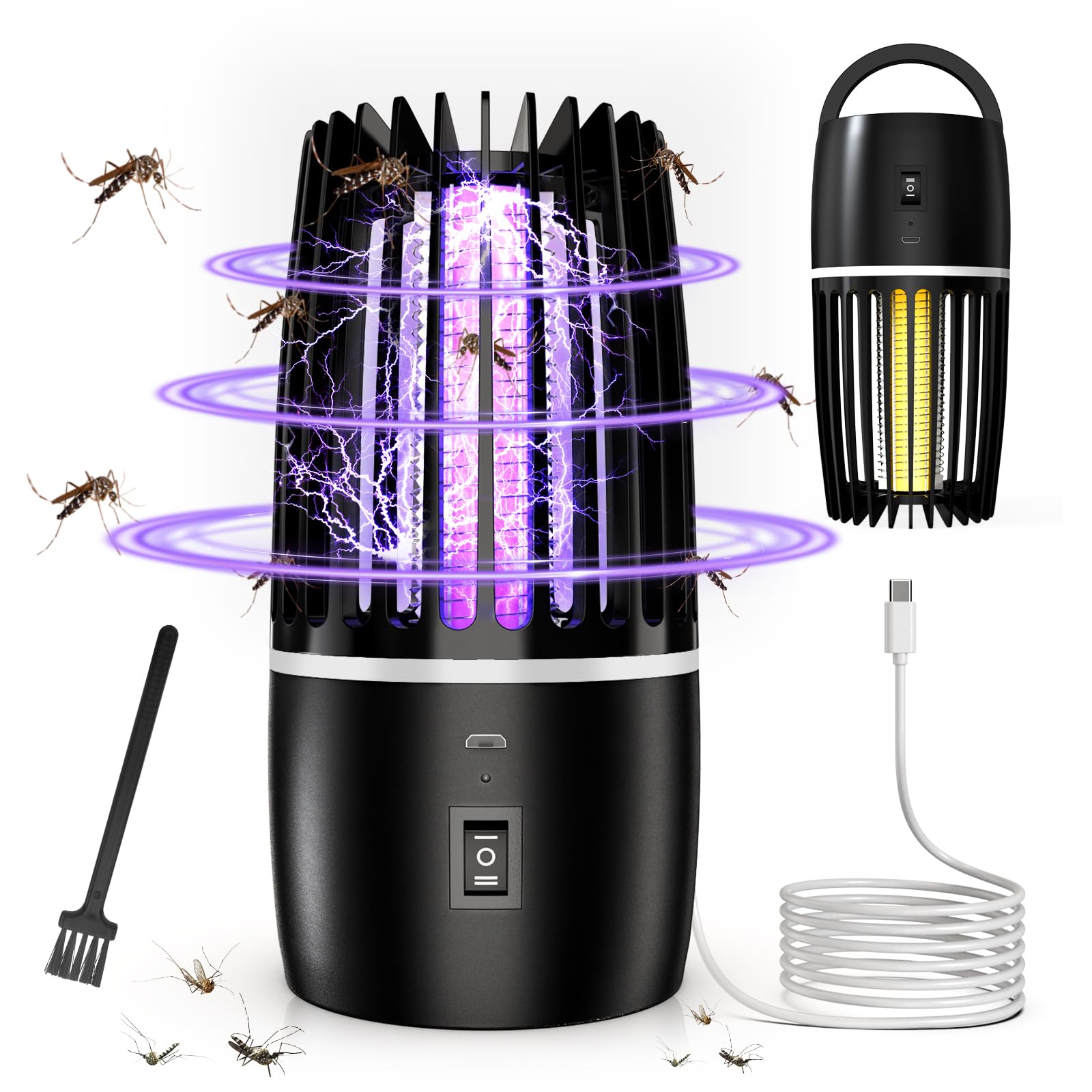 Lámpara Antimosquitos Eléctrico, 4000mAh Recargable Matar Repelente de Insectos Interior Exterior lampara Antimosquitos Anti Mosquitos Control de Plagas para Patio Trasero Camping