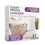 The Clean People Laundry Detergent Sheets - Laundry Soap - Ultra Concentrated, Recyclable Packaging, Stain Fighting - Lavender, 32 Pack