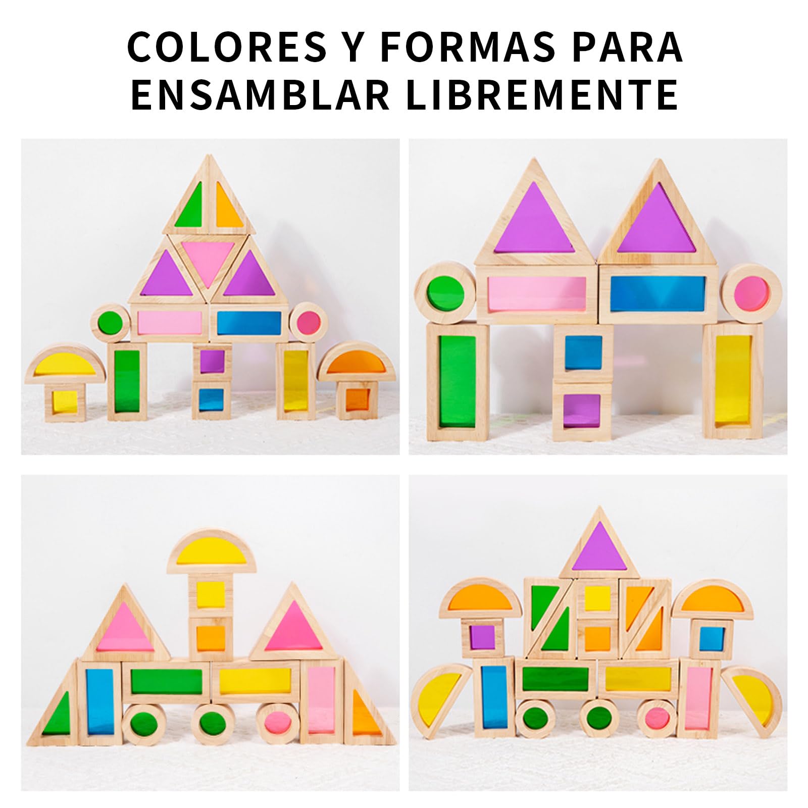 Juguetes Montessori 1 2 3, Juguetes Bebe 1 Año, Bloques Construccion Niños, Bloques Madera, Percepción del Color, Pensamiento Espacial, Regalo Niño Niña 1–3
