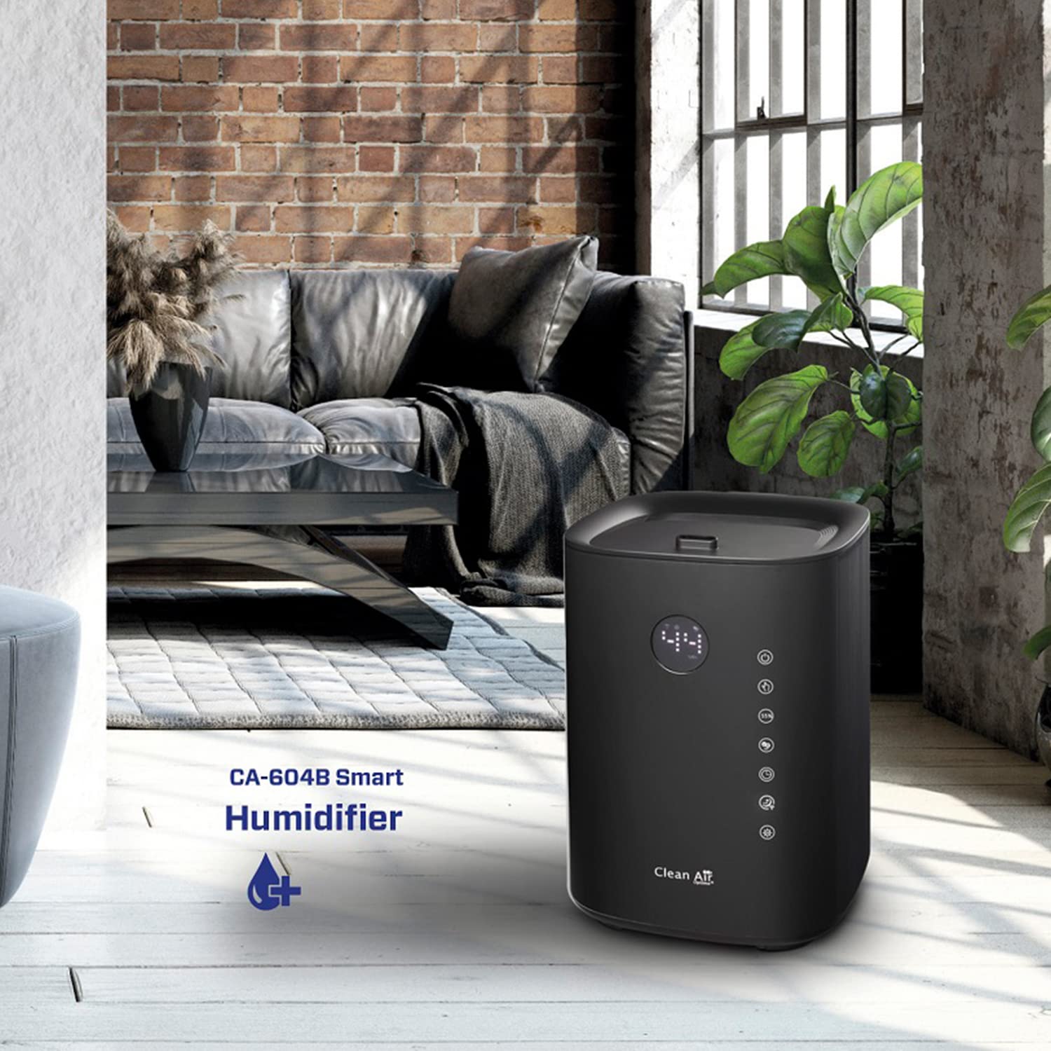 Clean Air Optima CA-604 Smart Top Filling - 3 en 1: Humidificador, purificador de aire y aromaterapia. - Capacidad min.120 ml/h - máx.400 ml/h! - Ideal para habitaciones de hasta 55 m²/140 m³ (negro)