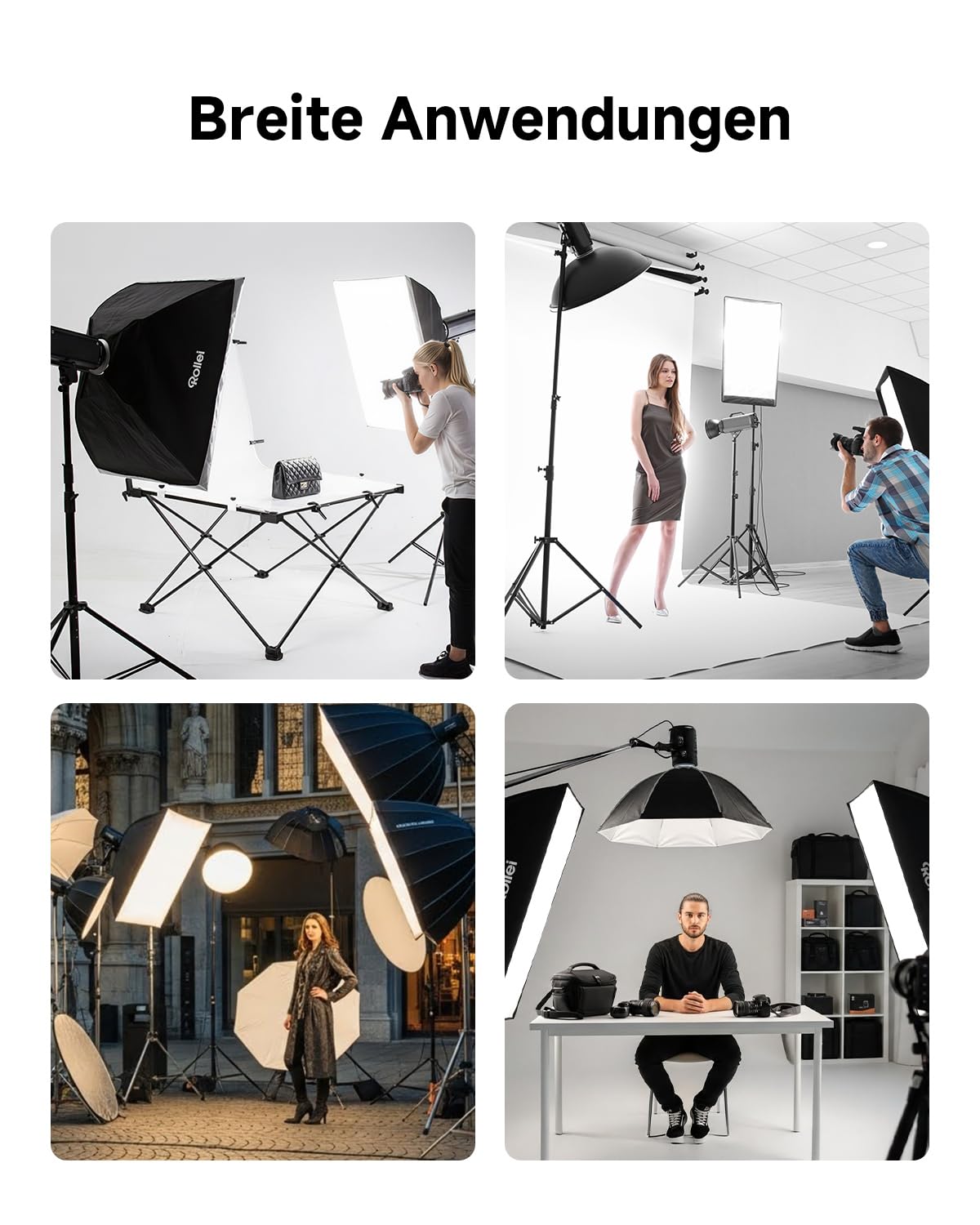 Rollei Pro Flash Stand 285 cm - Treppiedi per lampada professionale 285 cm – Treppiedi per lampada in alluminio robusto per flash da studio, Altezza regolabile tra 125 e 285 cm - Nero