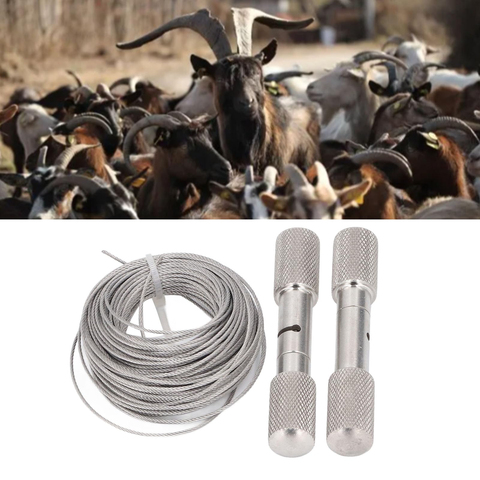 Scie à fil de corne, scie à câble en acier inoxydable, scie à corde de poche manuelle, outil de coupe d'écornage de corne avec poignées pour urgence de vache et de mouton