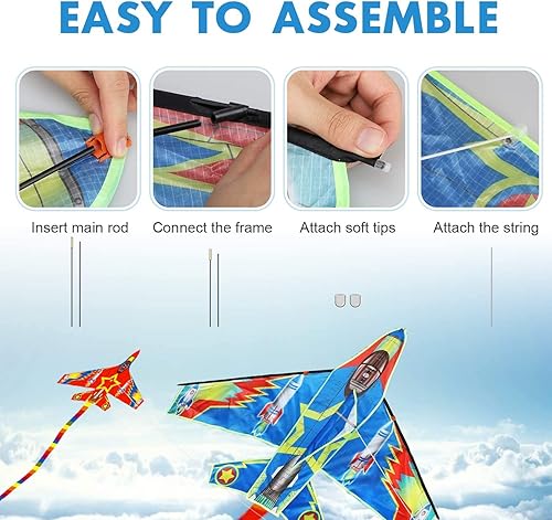 Miniatura 4 de TOY Life - Paquete de 2 cometas para niños fáciles de volar - Cometas para adultos - Juegos y actividades al aire libre Cometas grandes para niños