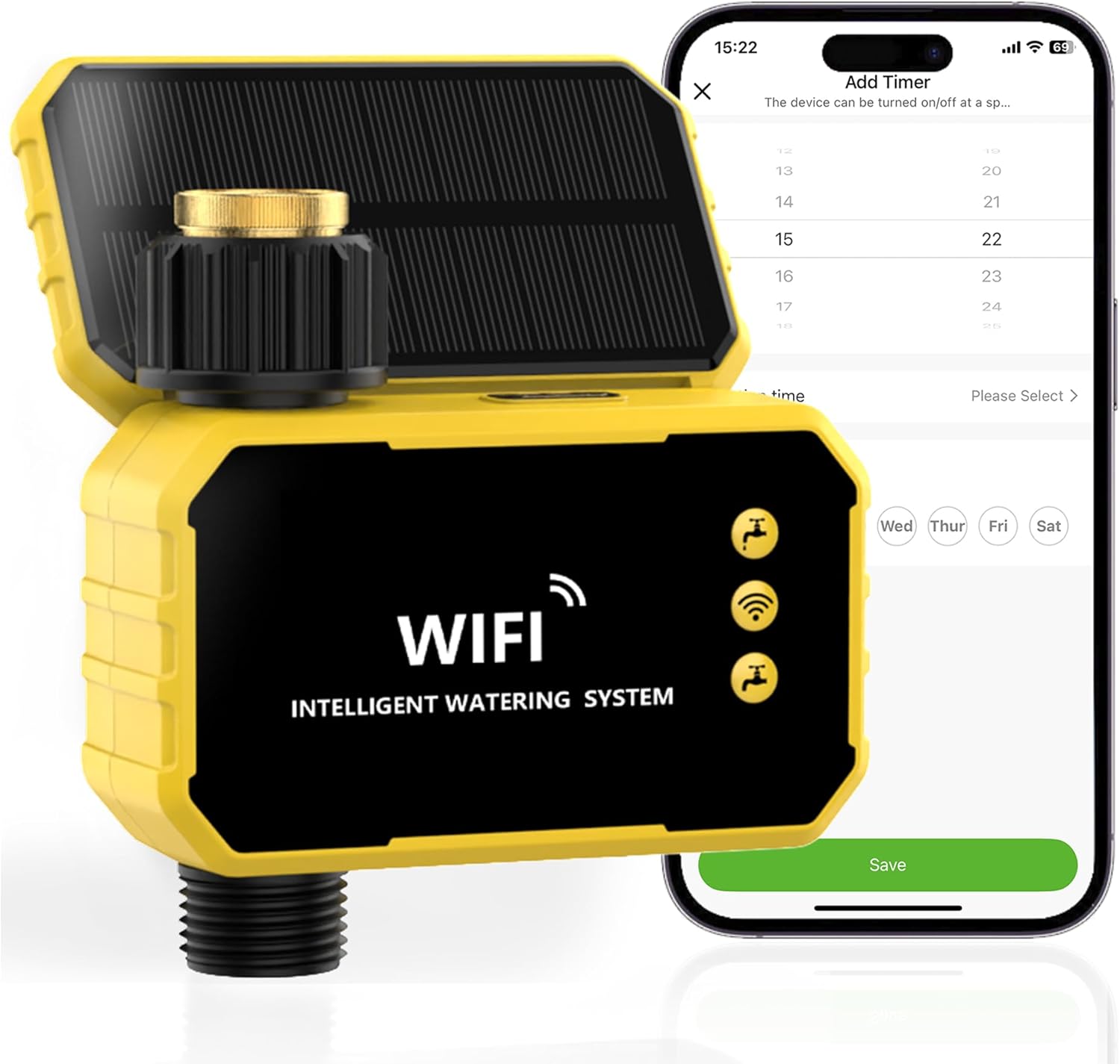 WiFi Sprinkler Timer with Brass Inlet, Smart Solar WiFi Water Timer for Garden Hose No Need Hub, Rain Delay/Auto/Manual Override, Alexa/Google Assistant Compatible, APP Remote Control via 2.4Ghz WiFi
