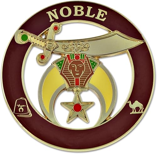 Emblema de auto masónico color burdeos y dorado 30in de diámetro