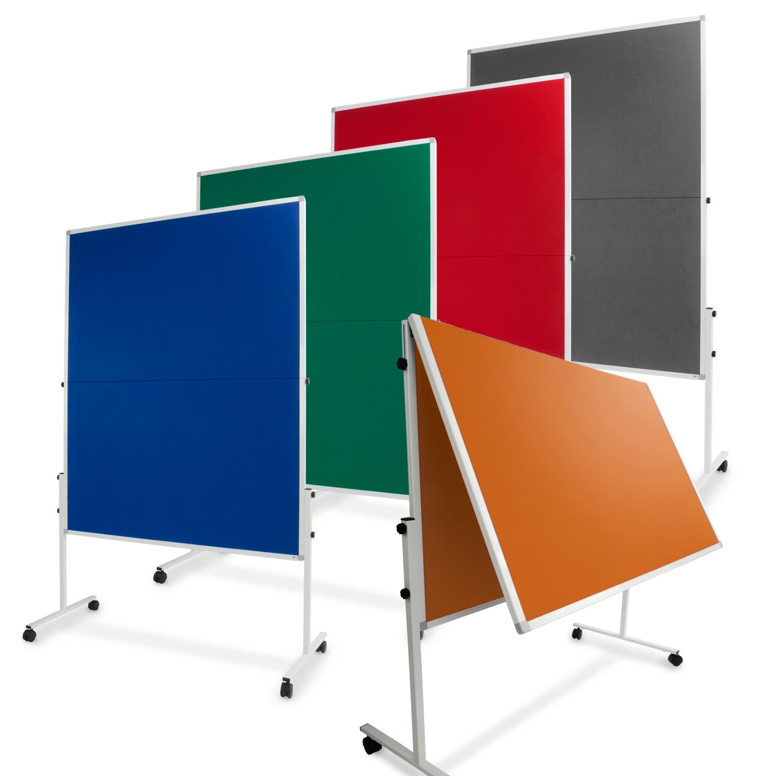 Master of Boards - Lavagna pieghevole in feltro, con rotelle, 120 x 150 cm, colori assortiti grau