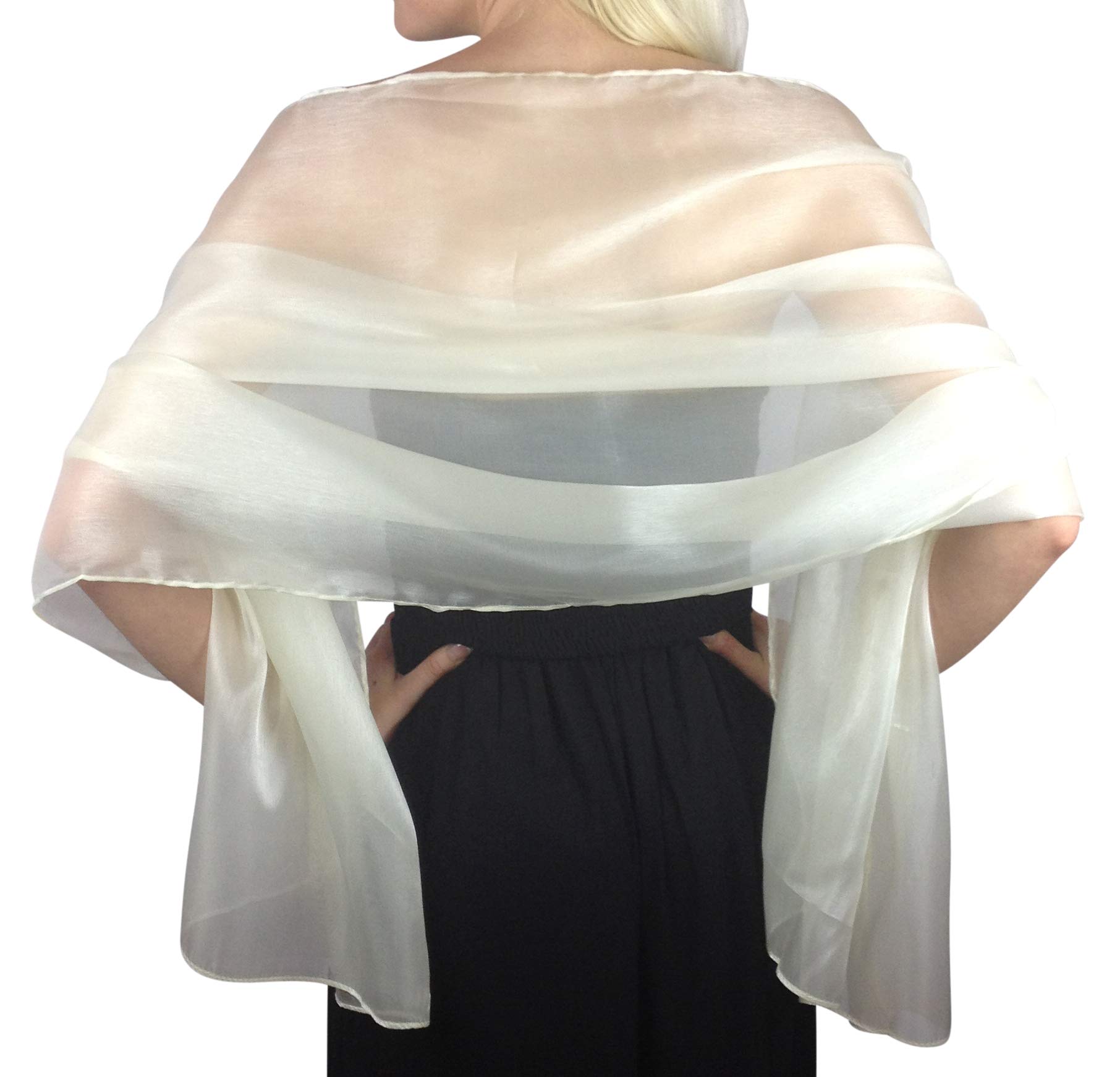 Central Chic Women's Ivory Silky Pashmina Iridescent Wrap Stole Shawl Pashmina For Weddings Bridal Bridemaids & Evening Wear (Ivory)