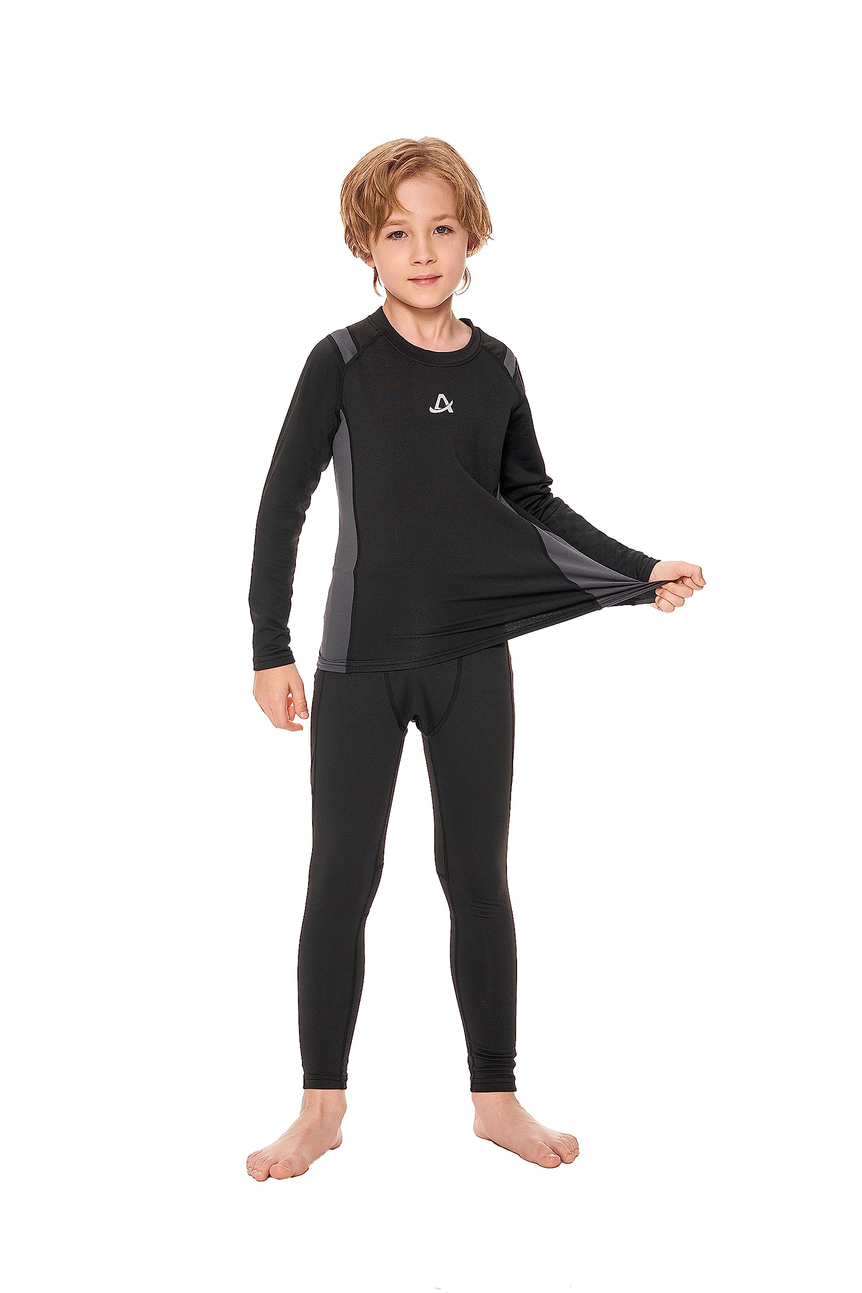 AMZSPORT Biancheria Intima Termica per Bambini, Set Intimo a Manica Lunga per Ragazzi, Comfort e Traspirabilità per lo Sci, il Calcio e gli Sport Invernali