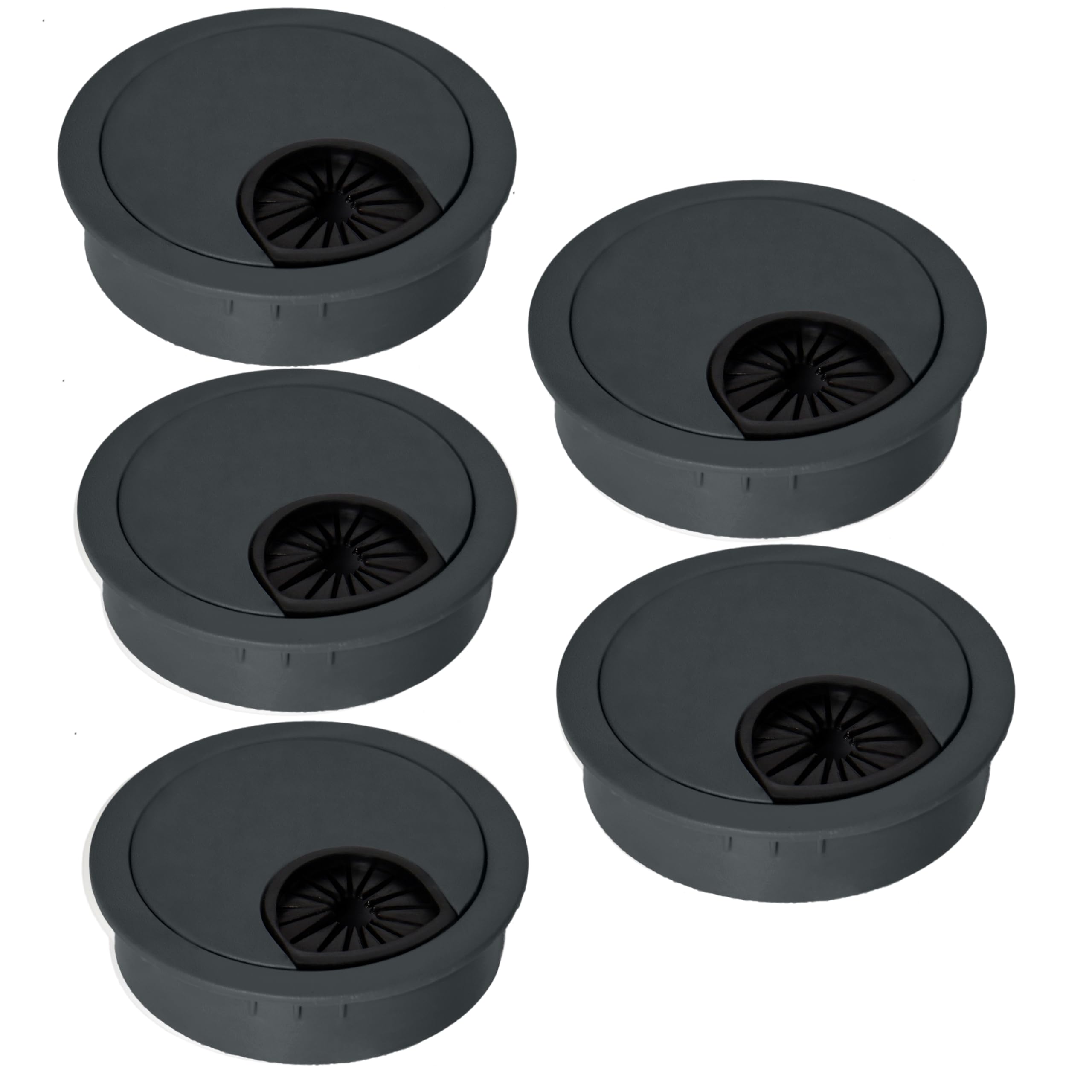 Signite 5 Pcs Plastic Desk Cable Grommet 2-1/2" – Durable Desk Hole Cover for Wire Management, Desks Cord Grommet for Workstations, Tables,