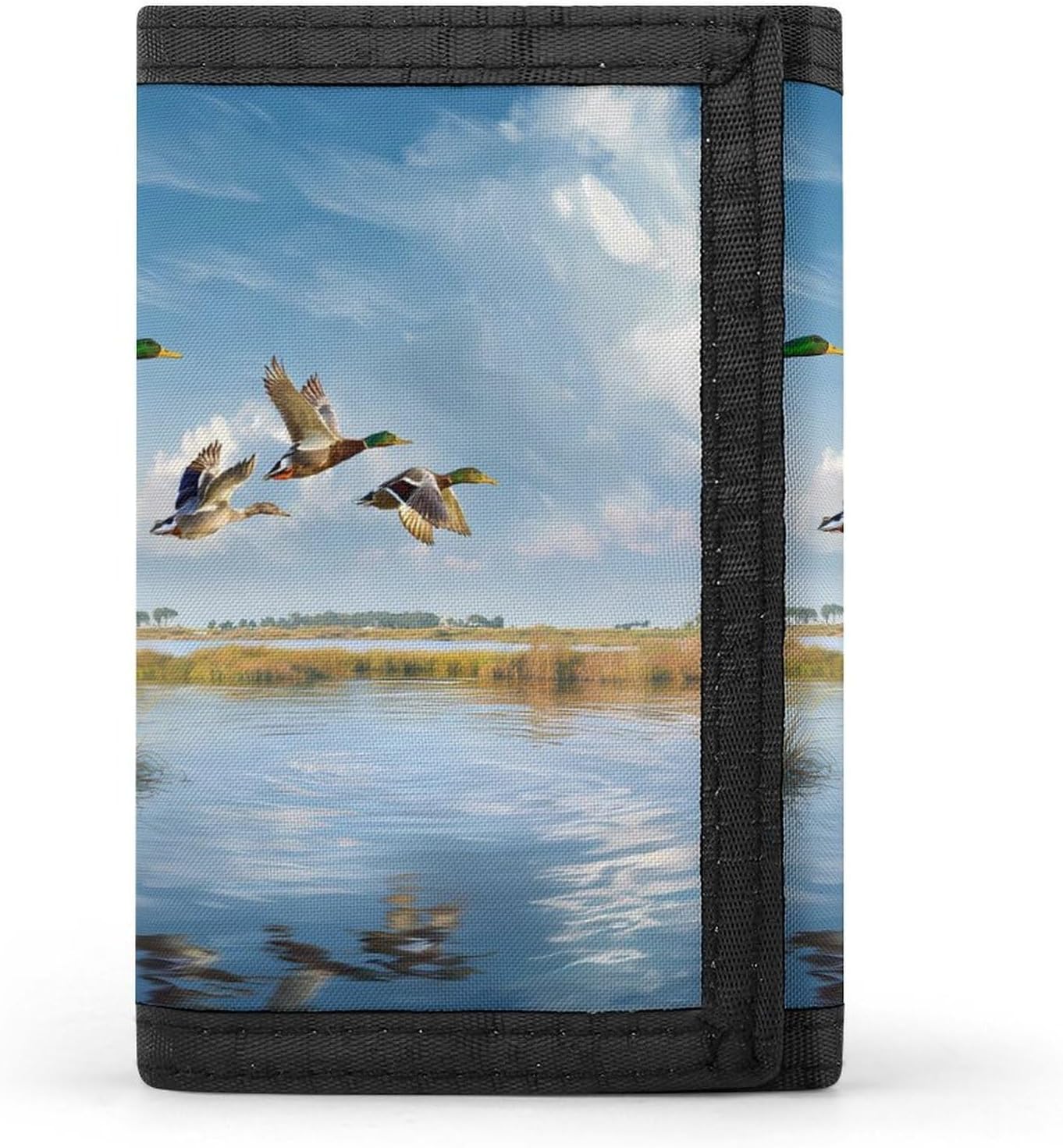 Duck Hunting Mallard Ducks Trifold Slim Wallet Front Pocket With Money Clip And ID Credit Card Slots For Travel Work