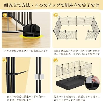 Amazon | Tresbro ペットフェンス ドア・防水マット付き 錆び