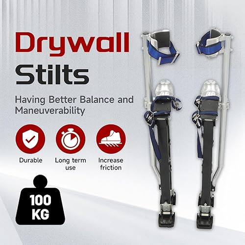 Vista 9 de findmall Zancos de aluminio ajustable de 15-23 pulgadas para paneles de yeso para pintar o limpiar