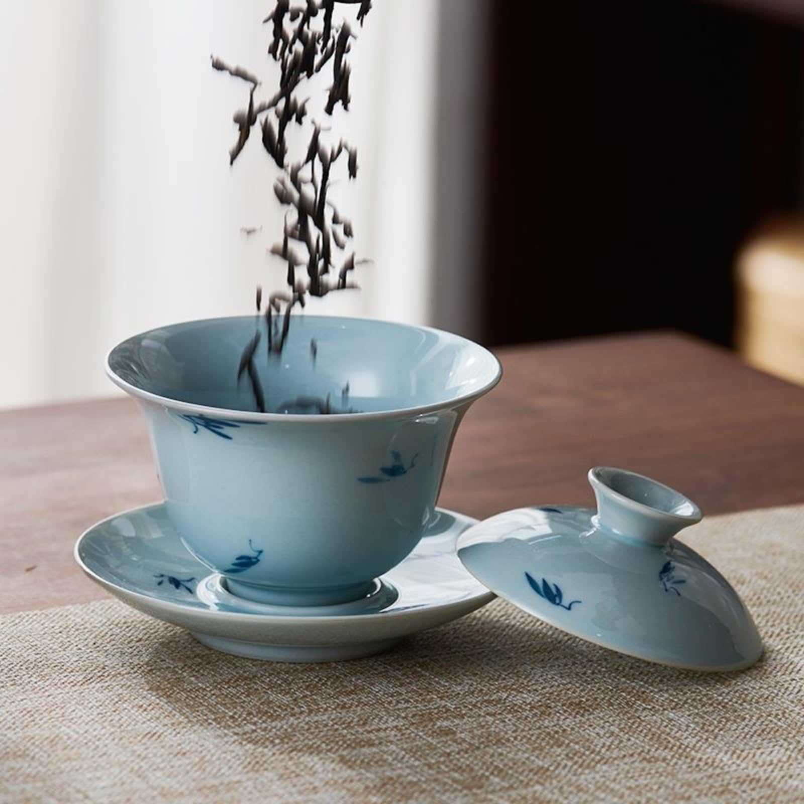Ręcznie rysowana orchidea Gaiwan, 110 ml, żaroodporna miska do herbaty ceramiczna Kung Fu zestaw do herbaty