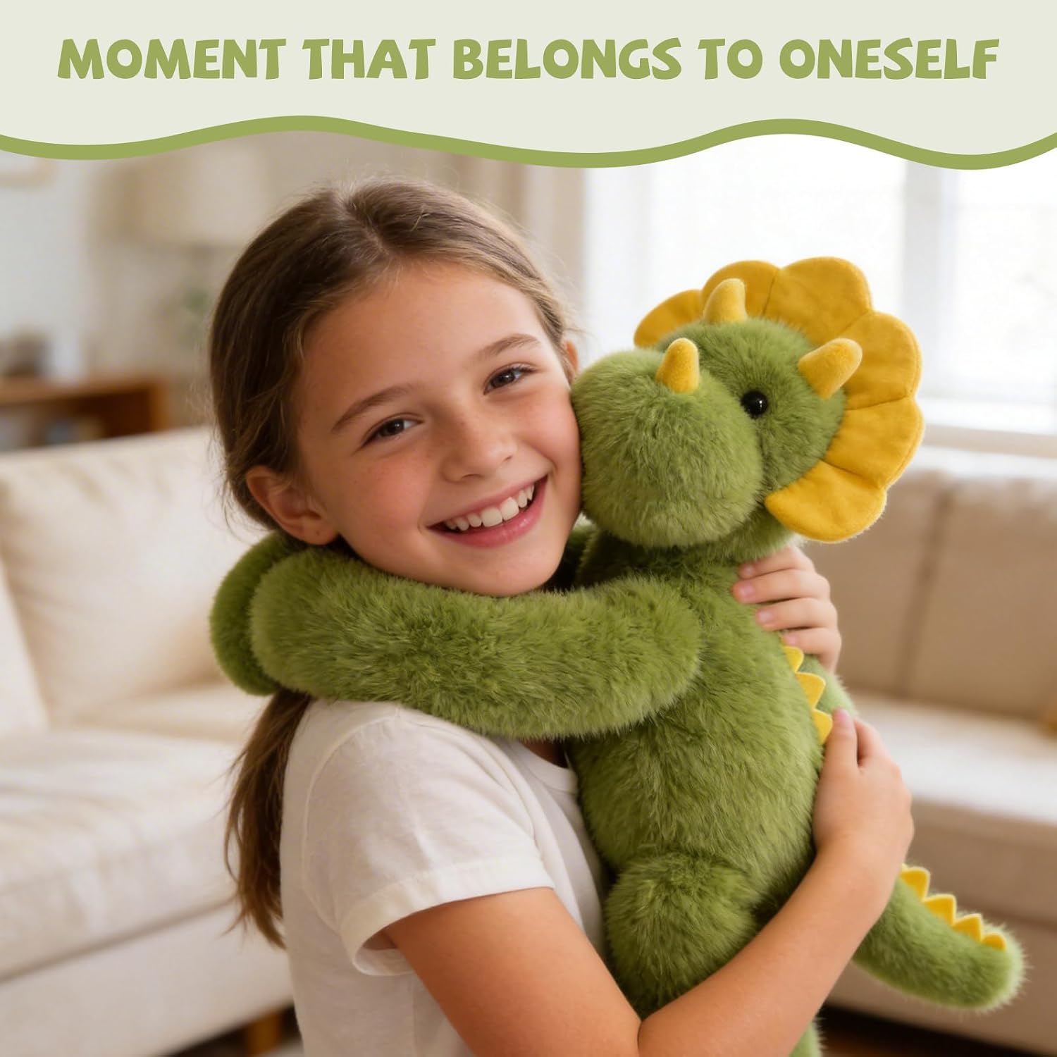 Dinosaur Stuffed Animal Huggable Triceratops Stuffed Animal Cute Stuffed Dino Plush Pillow 17INCH Medium Stuffy Soft Plushies Birthday Graduation Gift for Kids Girls