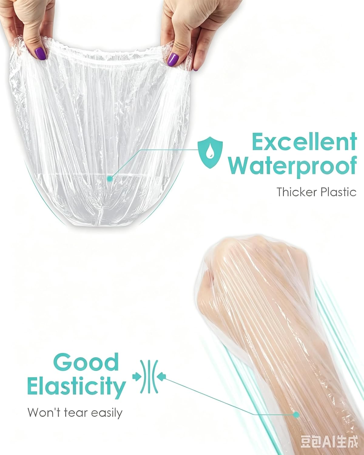 30 Pcs Disposable Shower Caps 20.5 Inch,Large Thick Clear Waterproof Plastic Bath Caps for Spa Hair Treatment Home Kitchen Travel Hotel (20)