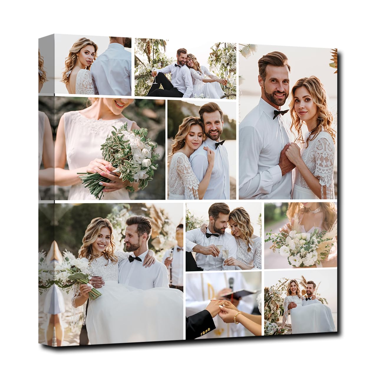 CXHOSTENT Custom Canvas Prints with Your Photos Custom Pictures Collage Wall Art Personalized Collage Picture Canvas for Valentines Day Wedding Images Framed (Custom-A12, 30.00 x 30.00 cms)