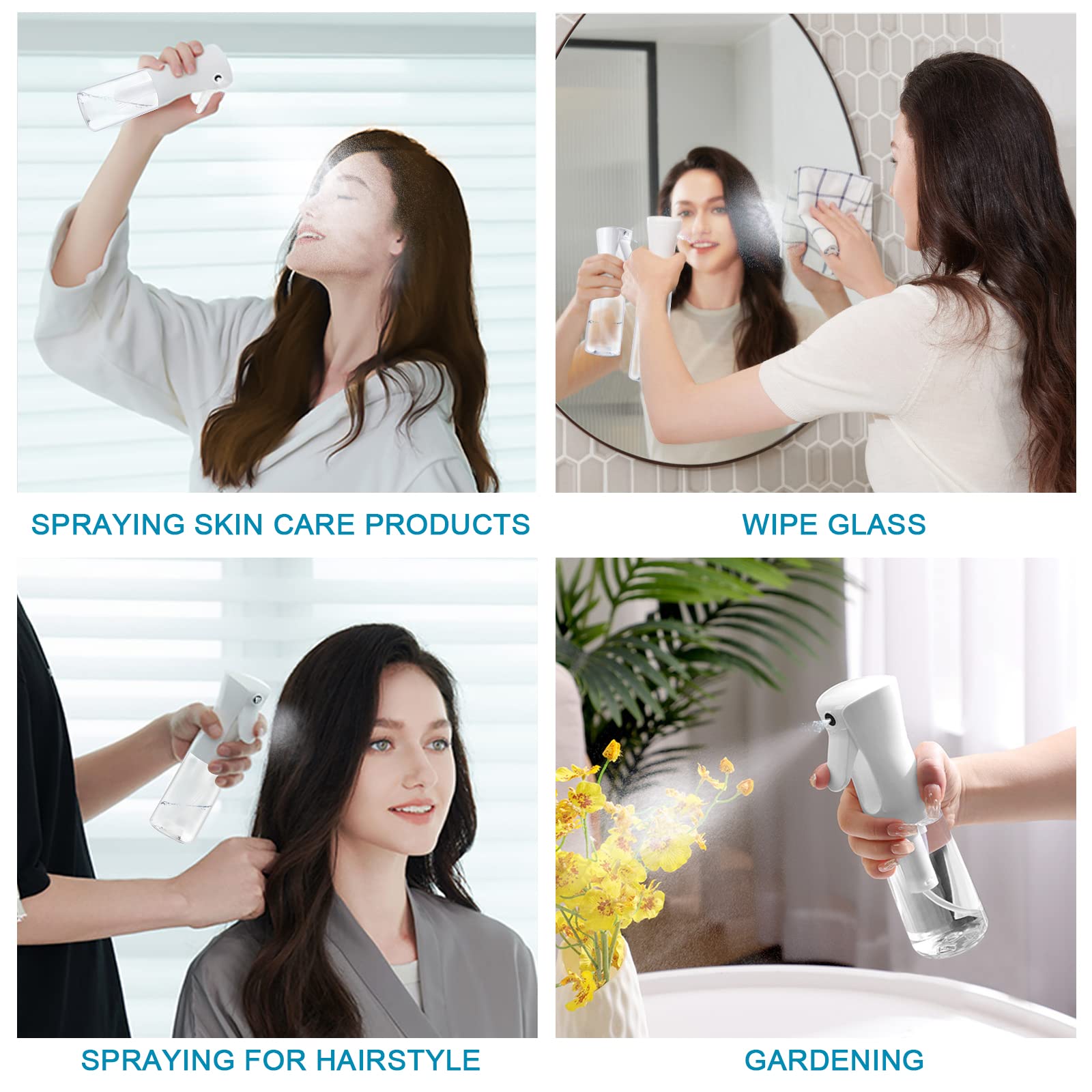 URAQT Spray do włosów, przezroczysty spray do włosów, 200 ml, do wielokrotnego użytku, do czyszczenia, spray do włosów, produkt do stylizacji włosów, biały