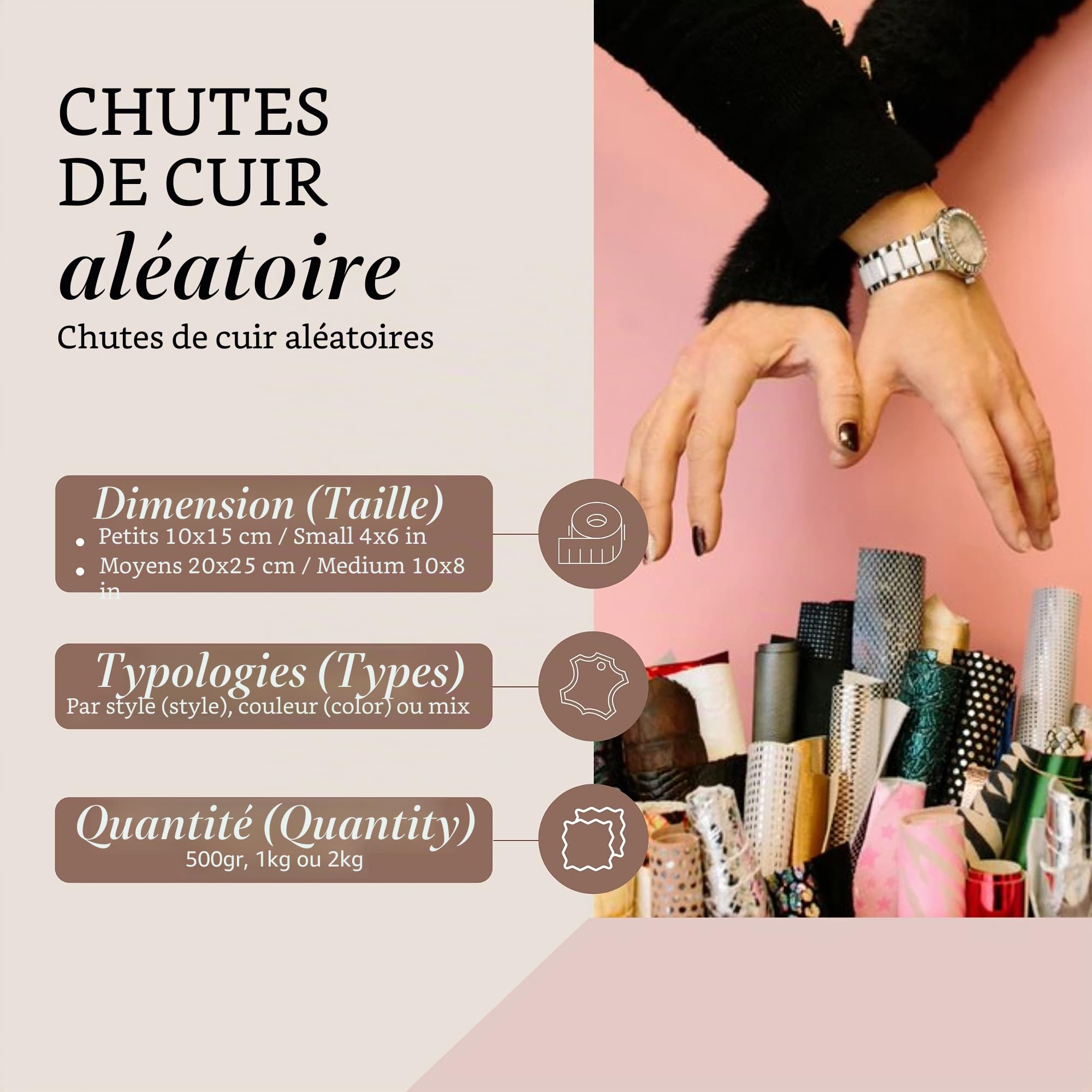 LA GARZARARA – Chutes de Cuir Python, Noix de Coco et Lézard – Minimum 25x20 cm, Maximum 40x40 cm – 1 kg – Sélection Aléatoire pour Artisanat, Couture et Créations Fait-Main – Unis et à Motifs - B098