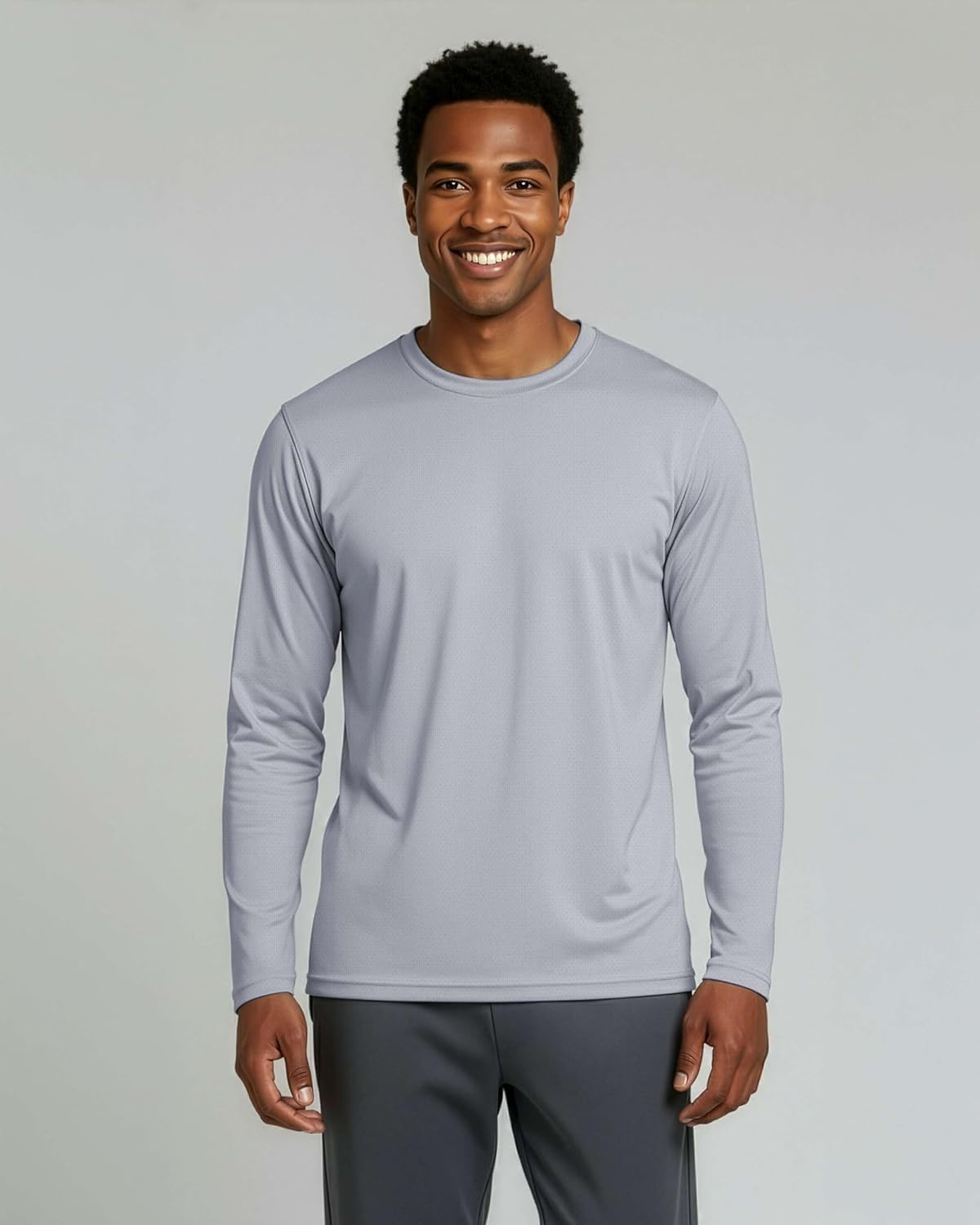 Real Essentials 3 & 5 Pack: Men's Mesh Quick Dry Athletic Long Sleeve T-Shirt UPF SPF UV Sun (Available in Big & Tall) - Image 2