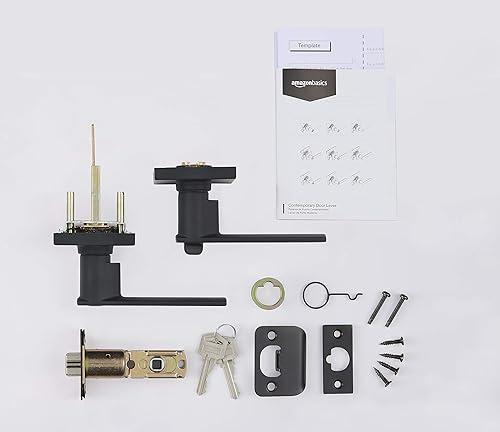 Miniatura 3 de Tienda Basics Palanca de puerta contemporánea Stamford - Entrada - Negro mate, paquete de 6 unidades 1 caja