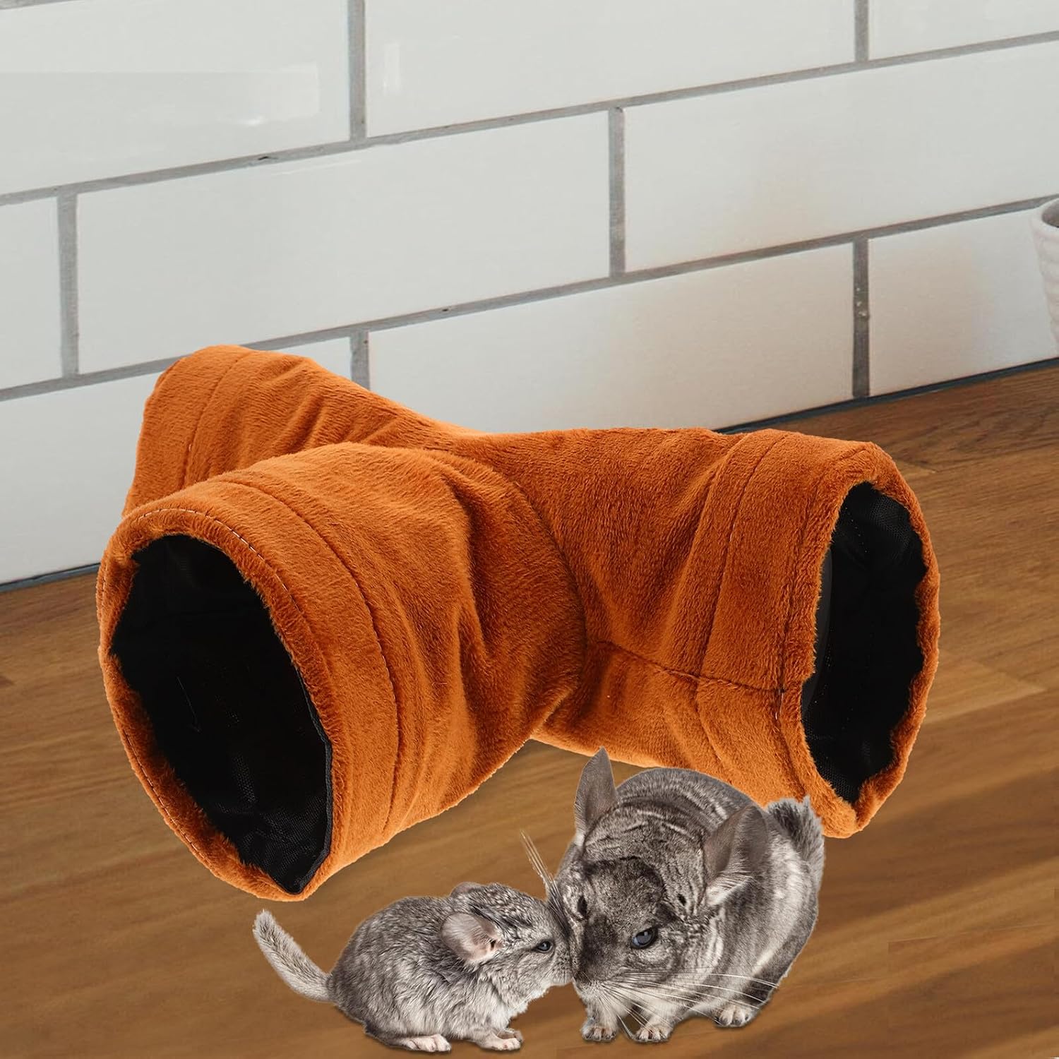 TEHAUX 2pcs Small Animal Activity Tunnel 3-Way Collapsible Rabbit Tunnel Hideout Tubes for Hamster Guinea Pig Chinchilla Play Training Hideaway