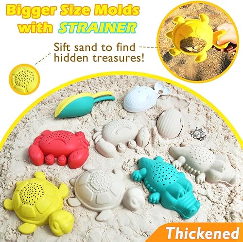 Miniatura 4 de Juguetes de playa plegables para niños pequeños, juego de palas de arena plegables con bolsas de malla y moldes de arena, juguetes de arena