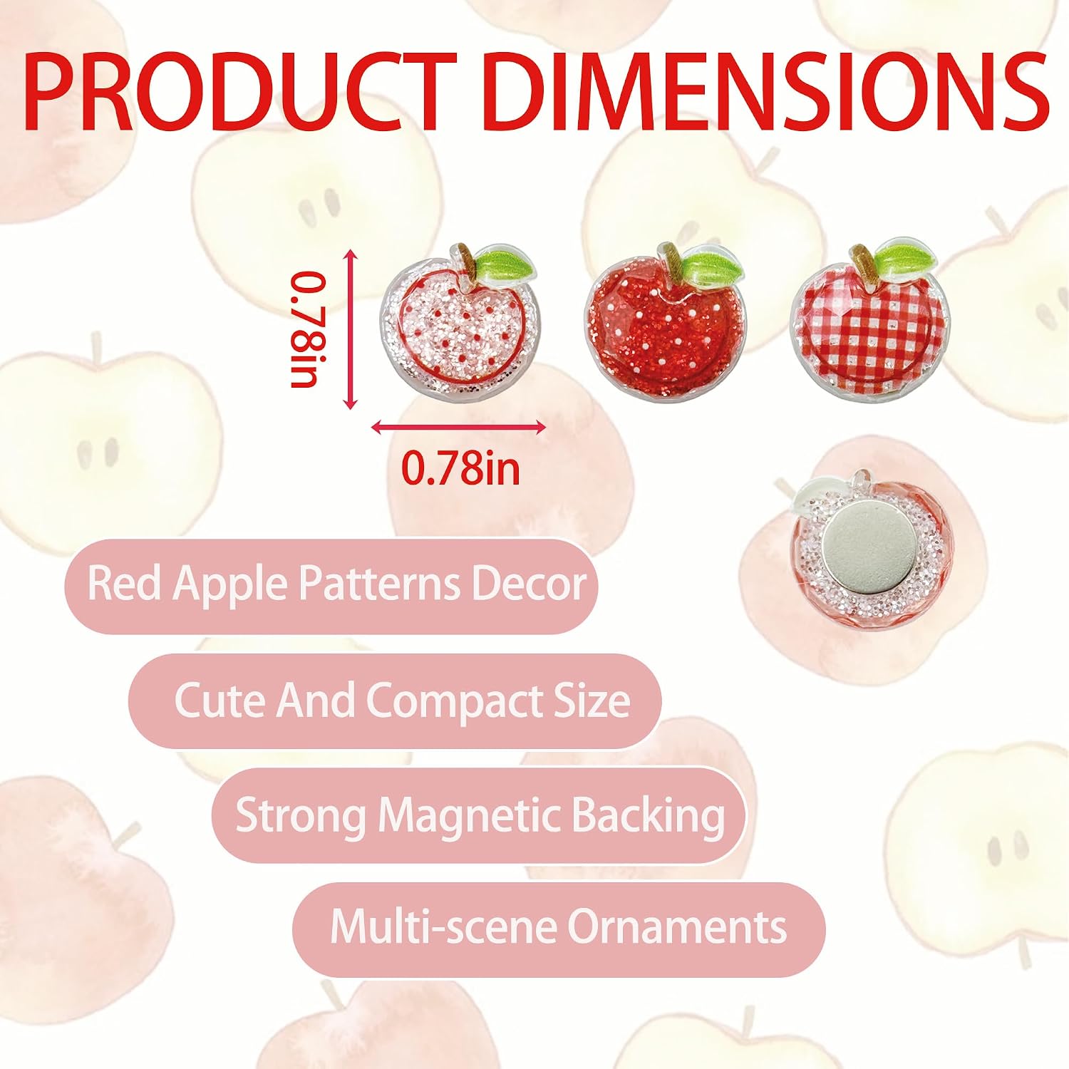 Red Apple Fridge Magnets, 30 Pcs Small Apple Shape Refrigerator Magnets for Whiteboard, Kitchen, Office, Classroom - Cute Red Refrigerator Magnet image 2