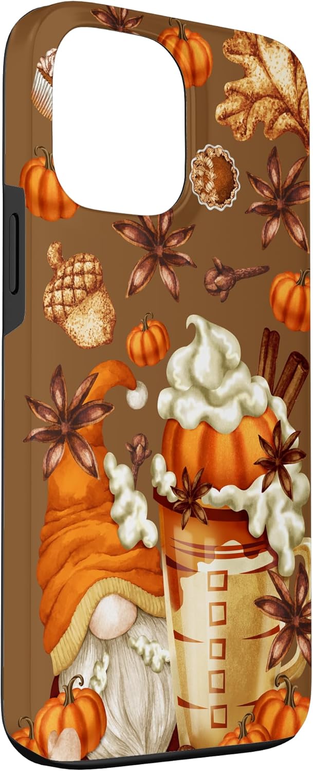 iPhone 13 Pro Max Funny Pumpkin Spice Accessories for Women Cute Fall Gnome Case