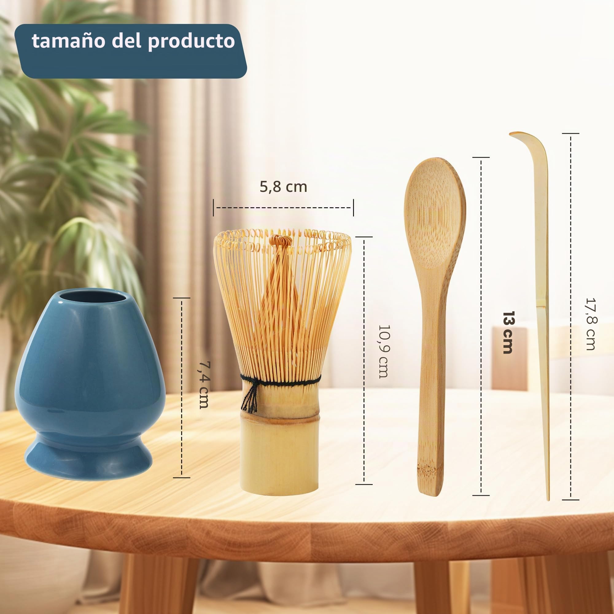Matcha Kit 4 piezas Batidor te Matcha,Accesorio para la Ceremonia Japonesa del Matcha,Batidor Bambu te Matcha,Usado para Accessories for Making Matcha Tea