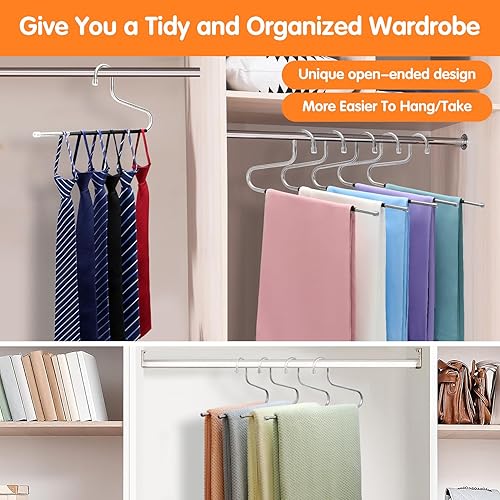 Miniatura 2 de Perchas para pantalones que ahorran espacio con extremos abiertos, organizadores de armario y almacenamiento, paquete de 10 perchas antideslizantes