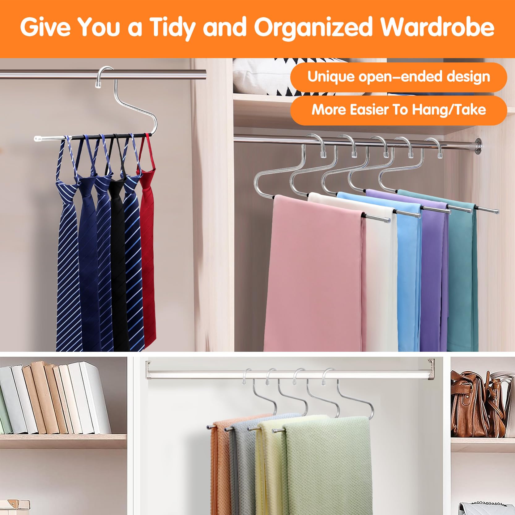Organizadores de armario y almacenamiento, paquete de 10 perchas para pantalones, ahorro de espacio, artículos esenciales para el dormitorio para estudiantes universitarios, niñas, chicos, perchas de