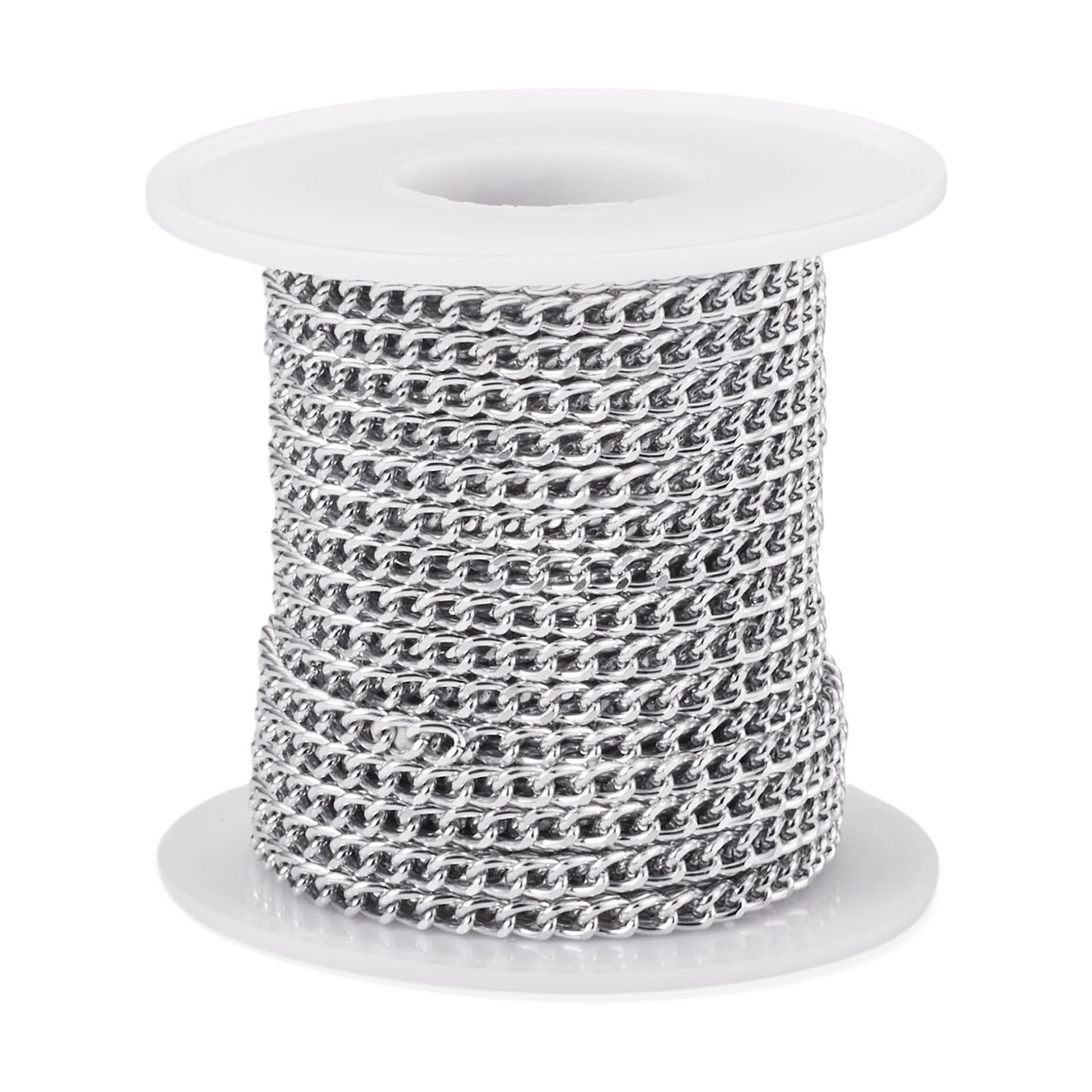 FASHEWELRY 10M Aluminium Curb Chains 5x3.5x1mm Oval Link Metal Cable Chain Unwelded Twisted Chains for DIY Necklace Bracelet Jewelry Making Crafts