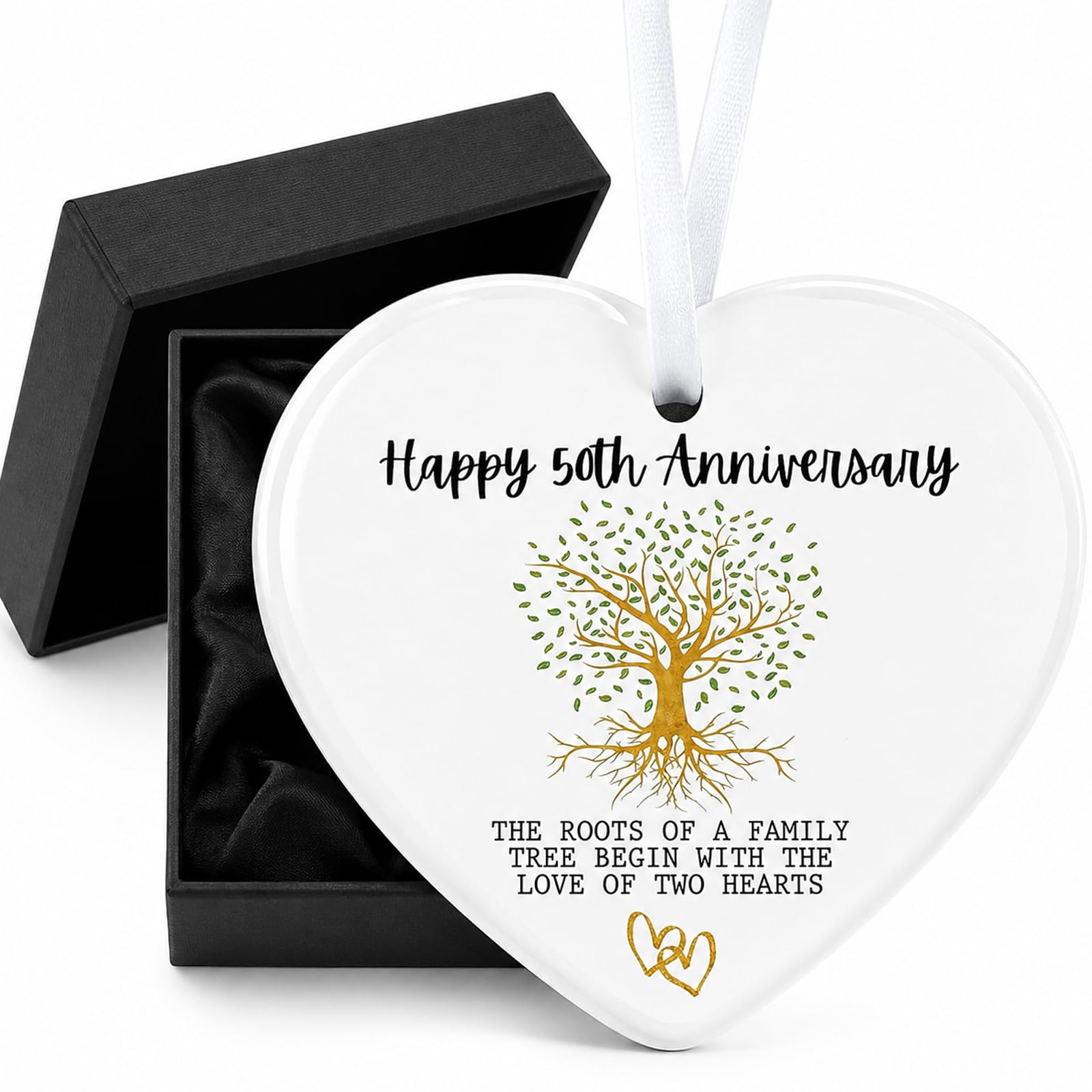 Heart Ceramic Hanging Plaque with Gift Box – 50th
