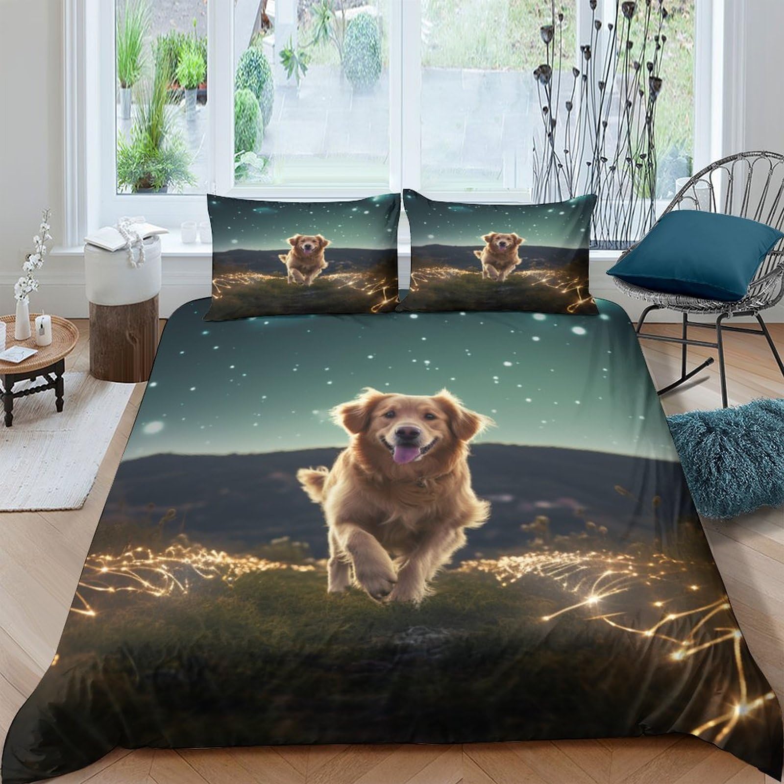 Housse de couette chiens 3D pour illuminer la chambre des enfants et adultes