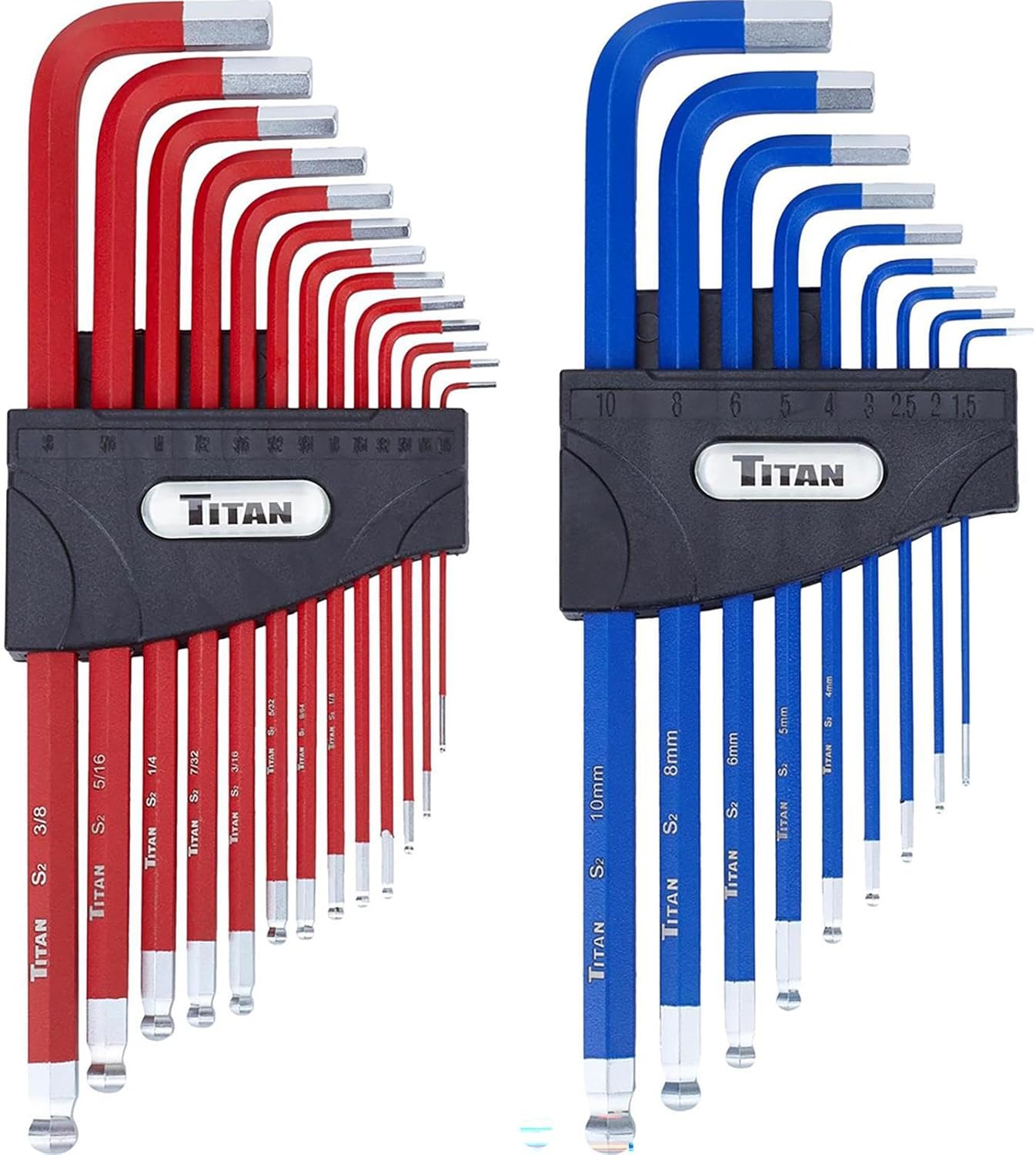 Speedway Motors Titan Tools Long Detent Ball-End Allen Hex Key Set, SAE/Metric