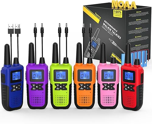 Miniatura 8 de Walkie Talkies for Adults Long Range Rechargeable with NOAA Weather Alert, Multi-Purpose 2 Way Radios 6 Pack for Team Work Seniors Care Kids Blue
