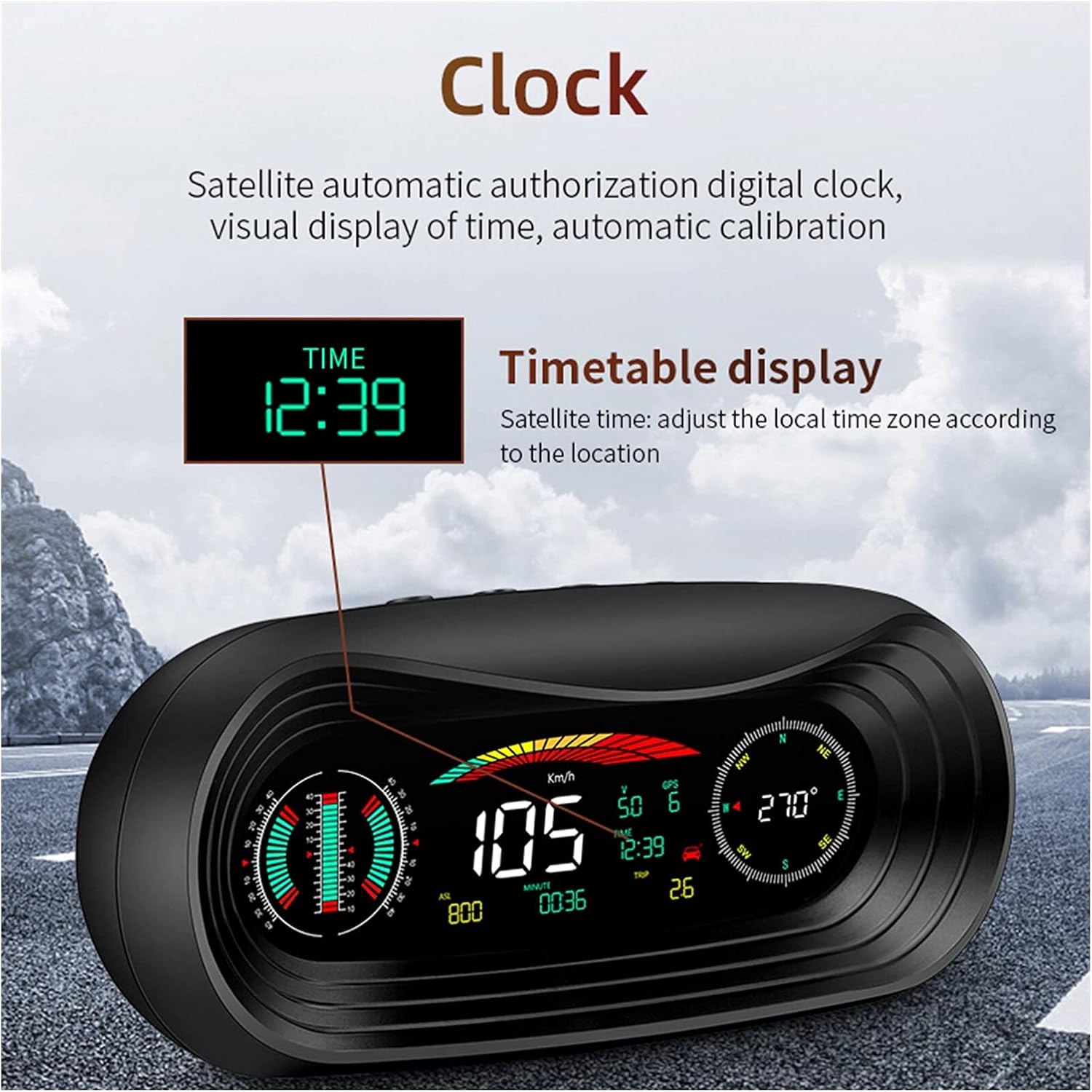 Anti Fatigue Drive GPS Driving Head Up Display Inclinometer Latitude Hud Display Car OBD Speedometer Windshield Speed Projector
