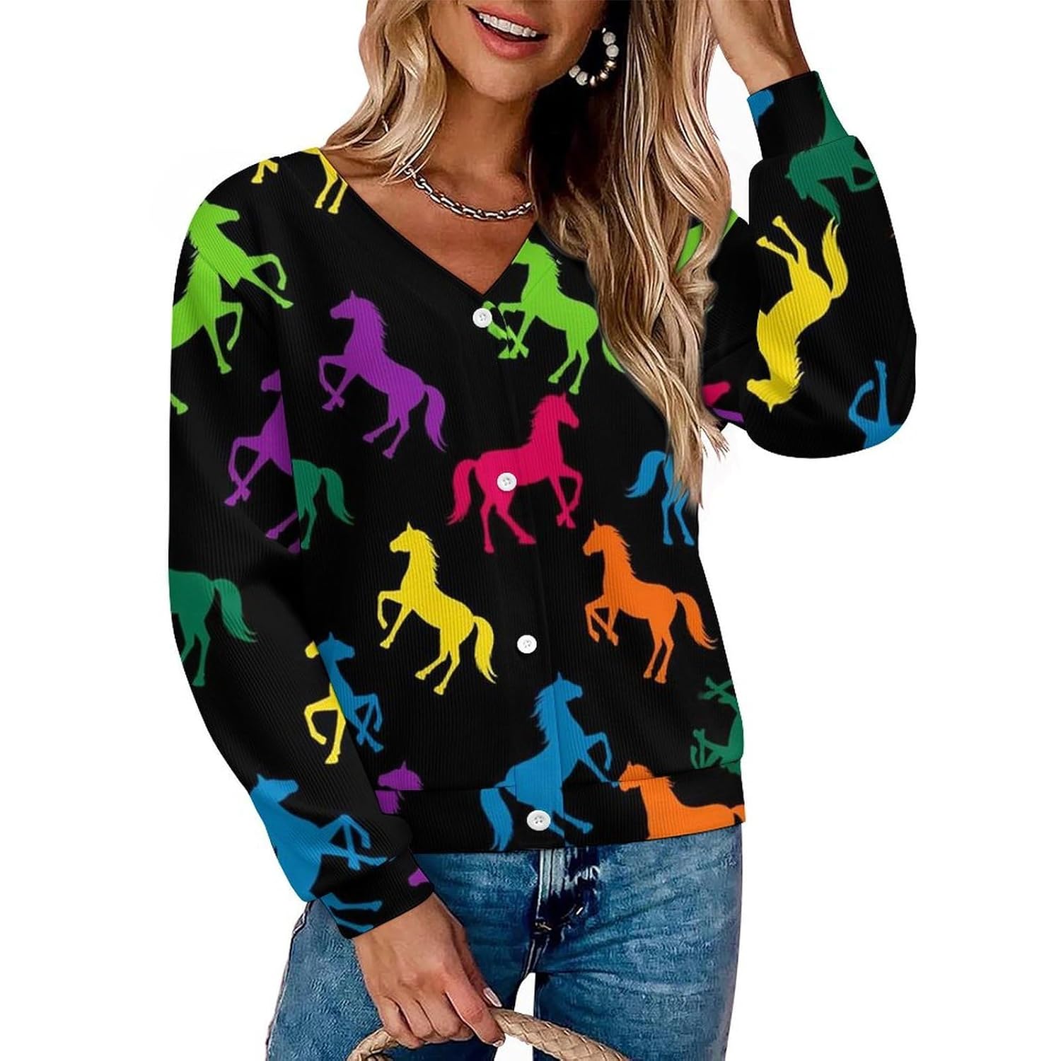Women Sweaters Cardigan Long Sleeve Button Cardigan Outerwear Coats