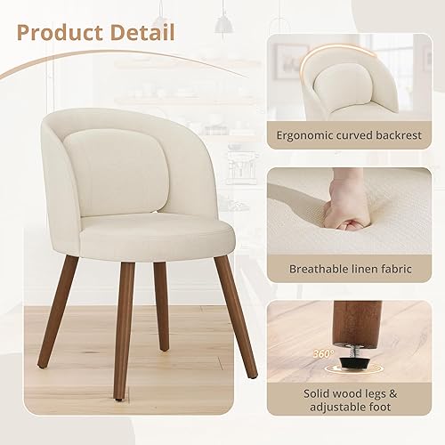 Miniatura 4 de LUE BONA Juego de 4 sillas de comedor, modernas sillas de cocina con patas de madera maciza, sillas de comedor tapizadas con almohada lumbar y