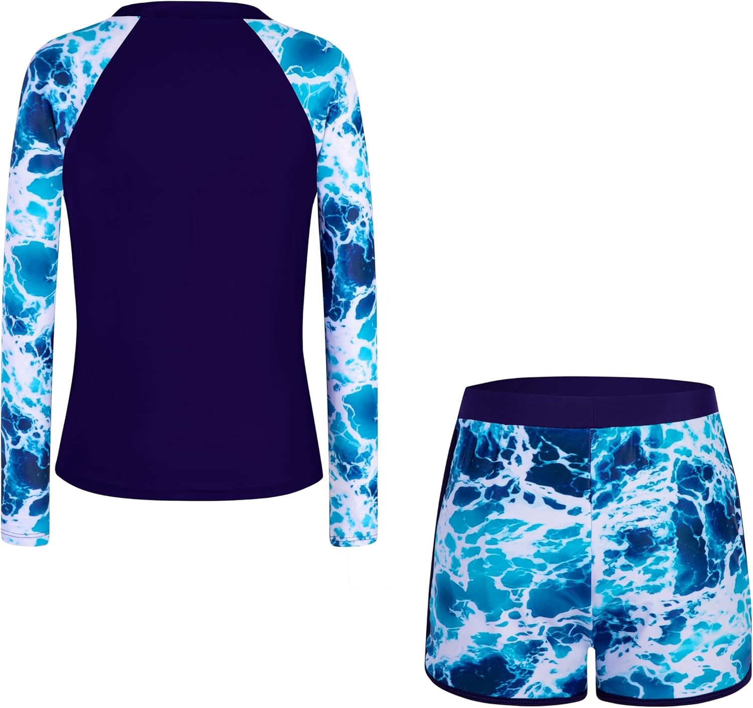 Girls Rash Guard Swimsuit Two Piece Bathing Suit UPF 50+ Sun Protection Long Sleeve Swimwear 6-14 Years - Image 3