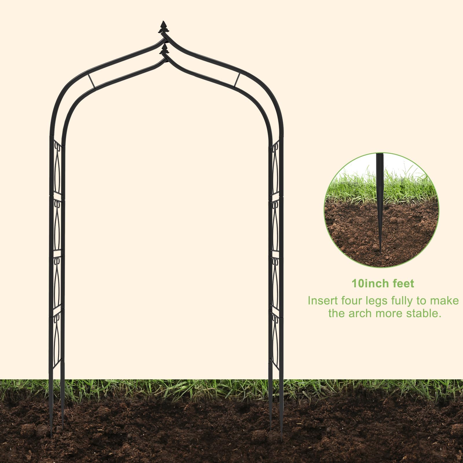 Snapklik.com : 7FT Garden Arch Trellis, Outdoor Steel Arbor For ...
