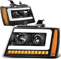 Vista 1 de DNA MOTORING HL-HPL-CSA07-BK-AM Faros delanteros con proyector LED DRL, señal de giro secuencial, compatible con 07-13 Avalanche, Negro/Ámbar