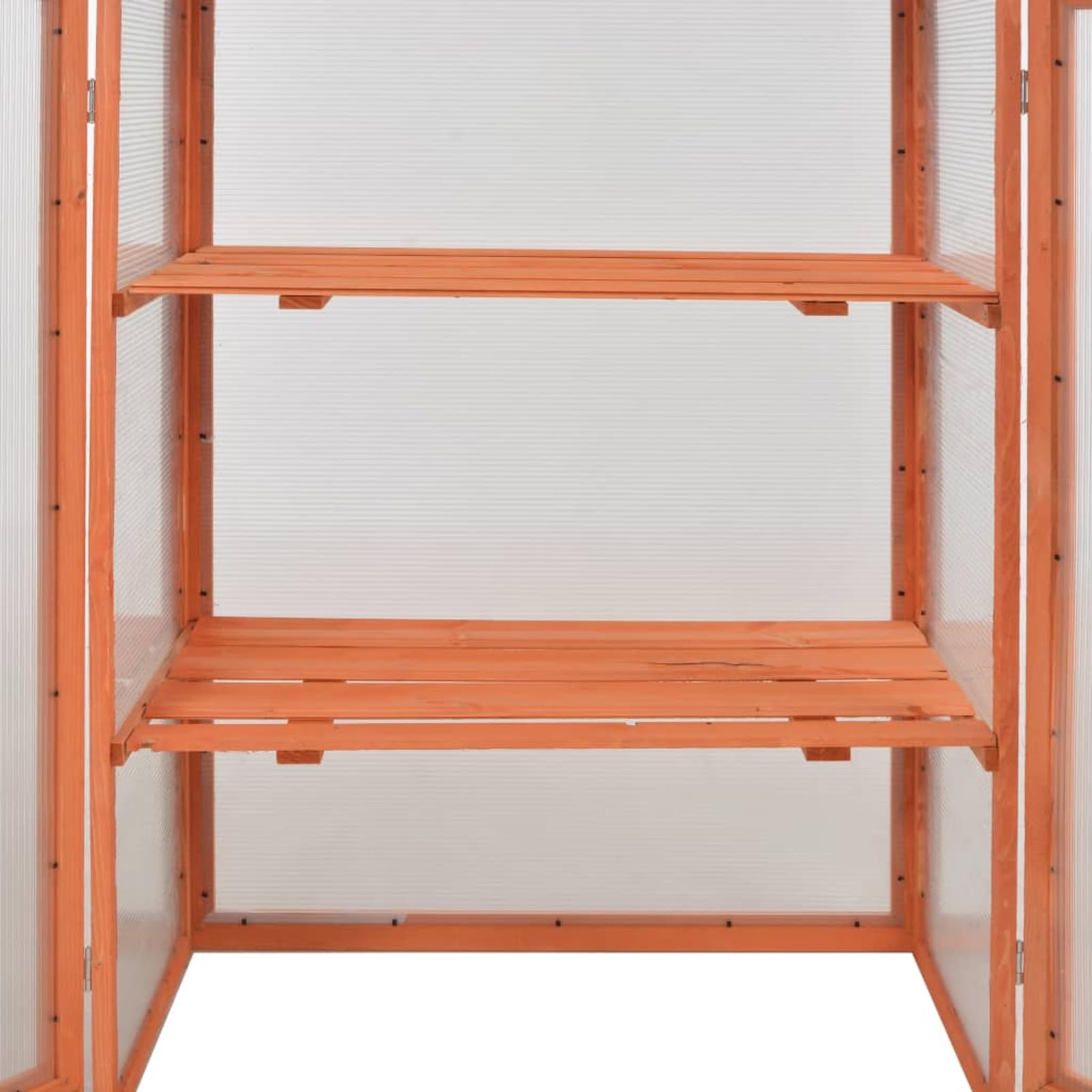 Holz-Gewächshaus mit PC-Platte, 75x47x109 cm, 2 Regale und 2 Türen, wasserfest, für Hobby-Gartenbau und Pflanzenpflege im Außenbereich 170646