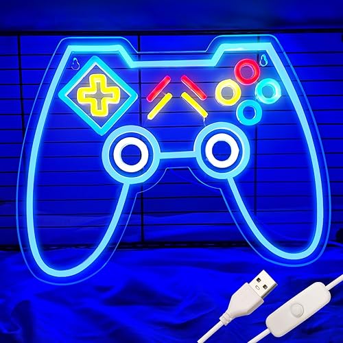 Letreros de neón para gamer, letreros de neón para decoración de pared, letrero de neón LED con forma de consola de videojuegos para decoración de